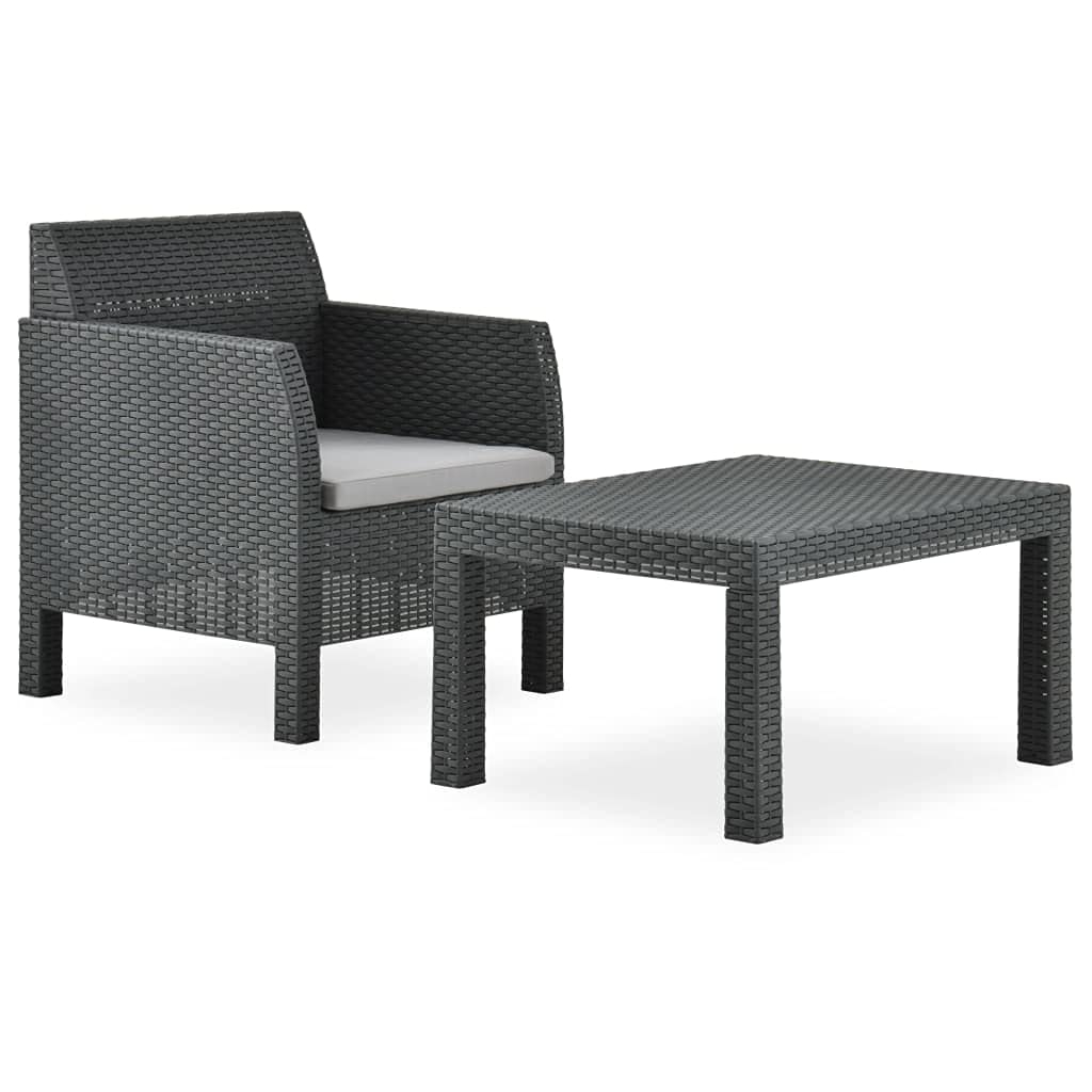 2-Piece Wicker Rattan Patio Lounge Set with Cushions - Unfade Memory Outdoor Conversation Furniture for Balcony, Porch, Yard - Durable PP Anthracite Material | Perfect for Relaxing, Entertaining & Outdoor Gatherings