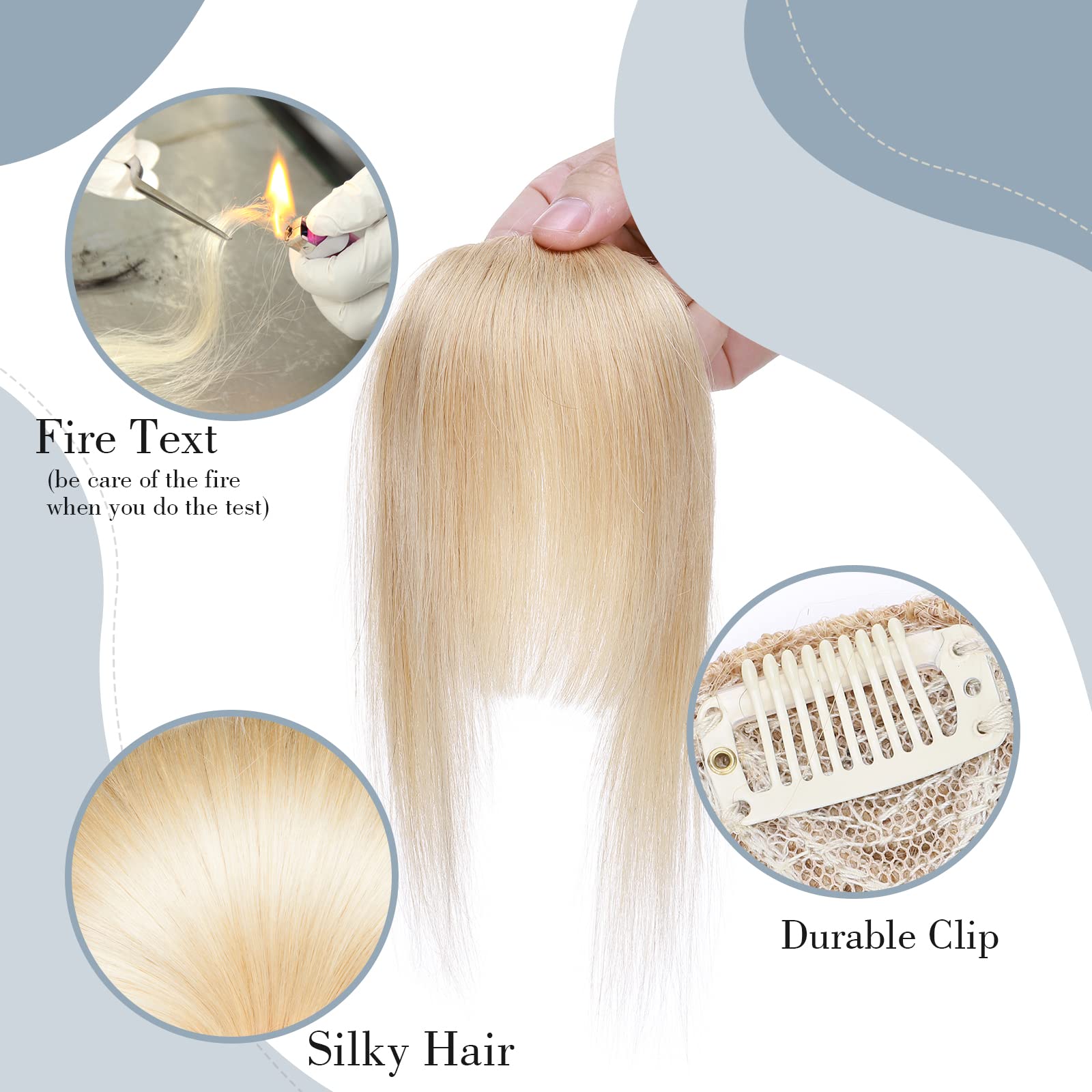100% Real Human Hair Clip-in Fringe Bangs Extensions - Natural Blonde #24 with Temples | One Piece Front Bang for Instant Volume & Style | Perfect for Daily Wear, Cosplay & Hair Transformations
