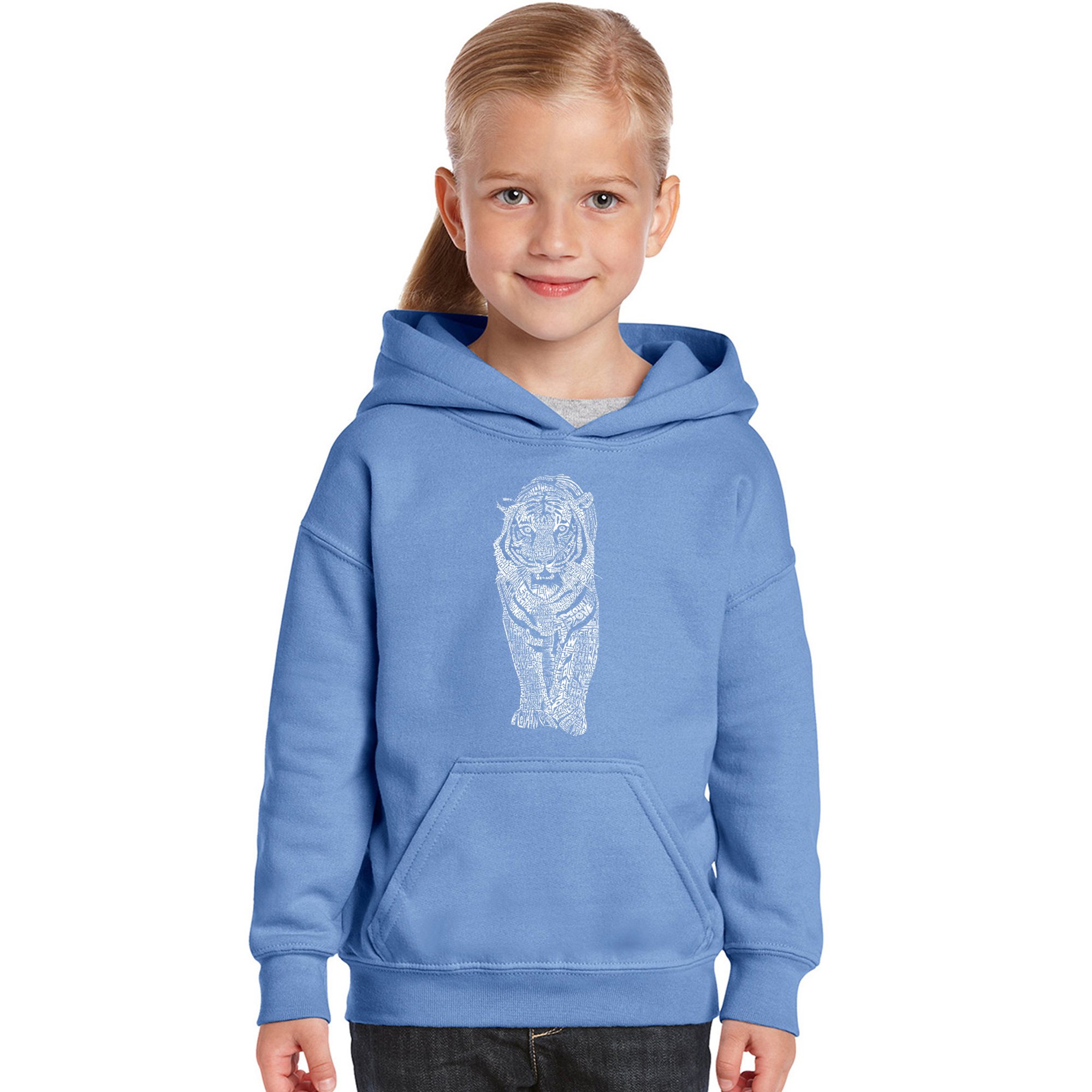 LA POP ART Girls' Word Art Hooded Sweatshirt - TIGER Graphic Pullover | Trendy Streetwear for Teens & Women | Perfect for Casual Outfits, School, and Weekend Hangouts