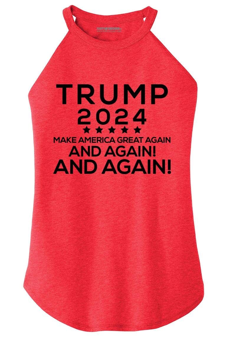 Funny Trump 2024 T-Shirt for Women - Make America Great Again & Again Rocker Design - Perfect for Political Rallies & Conservative Events