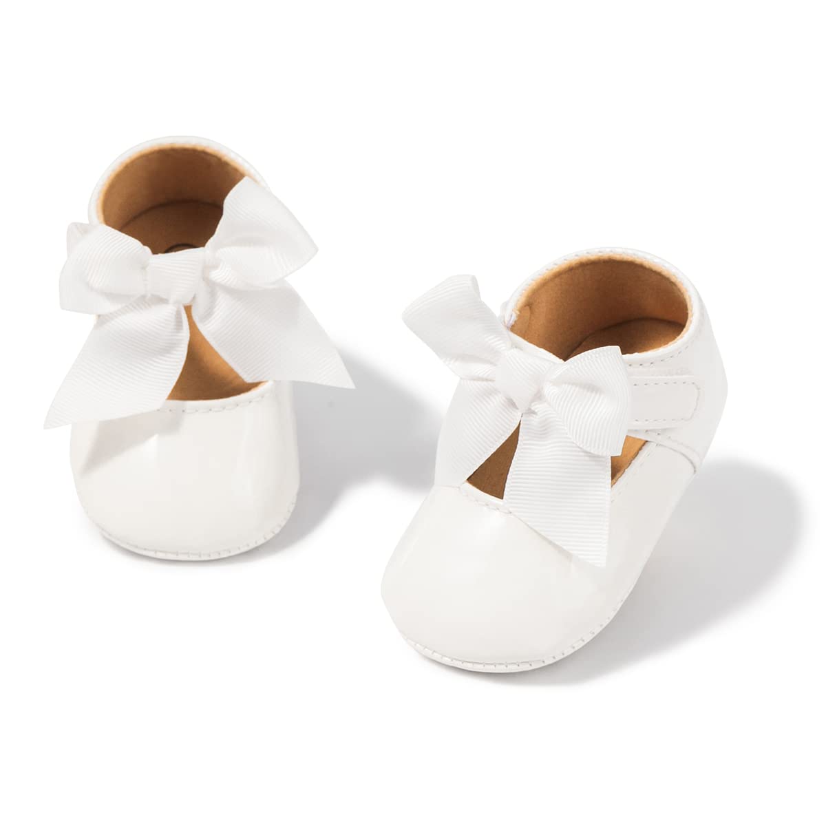 Ohsofy Infant Baby Girls Mary Jane Flats - Non-Slip Bowknot Princess Wedding Dress Shoes for Toddlers & Crib - Perfect for Special Occasions, Photo Shoots & First Steps