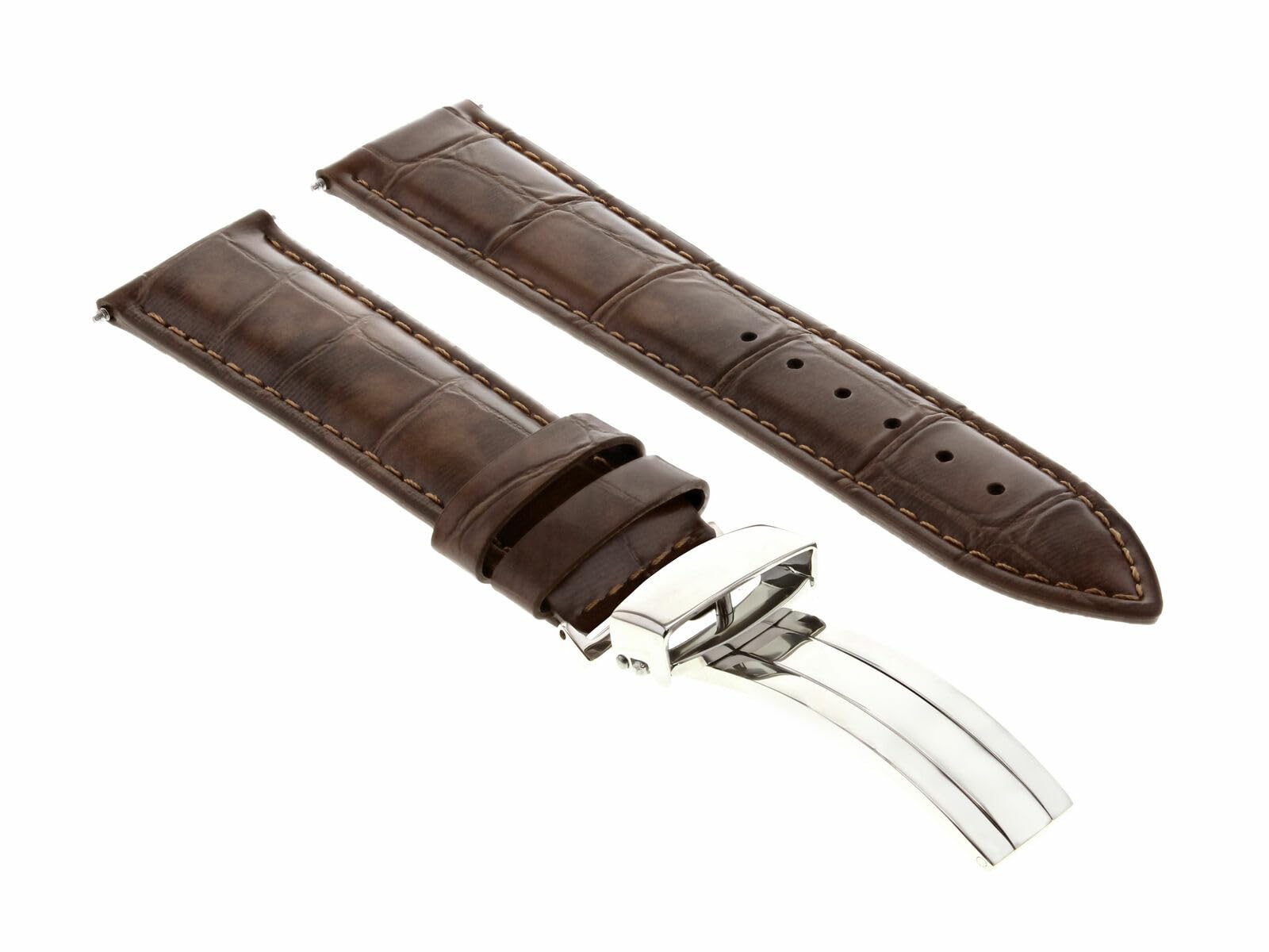 20mm Genuine Leather Watch Band Strap - Compatible with Breitling Pilot & Colt Watches - Light Brown Deployment Clasp Replacement - Perfect for Business, Casual & Aviation Enthusiasts