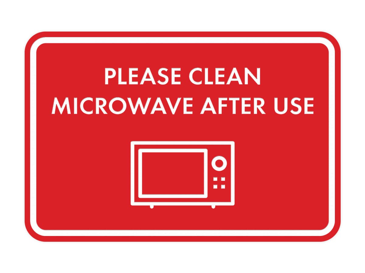 Vintage Red 'Please Clean Microwave After Use' Framed Sign - Large Wall Decor for Kitchen, Office, or Break Room - Funny & Functional Microwave Reminder