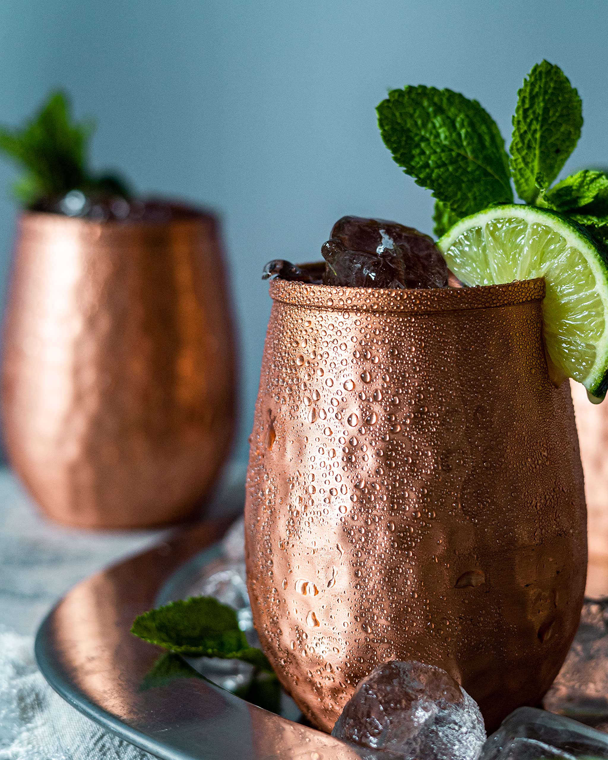 68oz Pure Copper Pitcher with Lid & 12oz Cups - Handmade Hammered Jug for Healthy Hydration - Reduce Sugar Intake & Boost Wellness - Perfect Bedside Carafe & Home Decor Water Dispenser