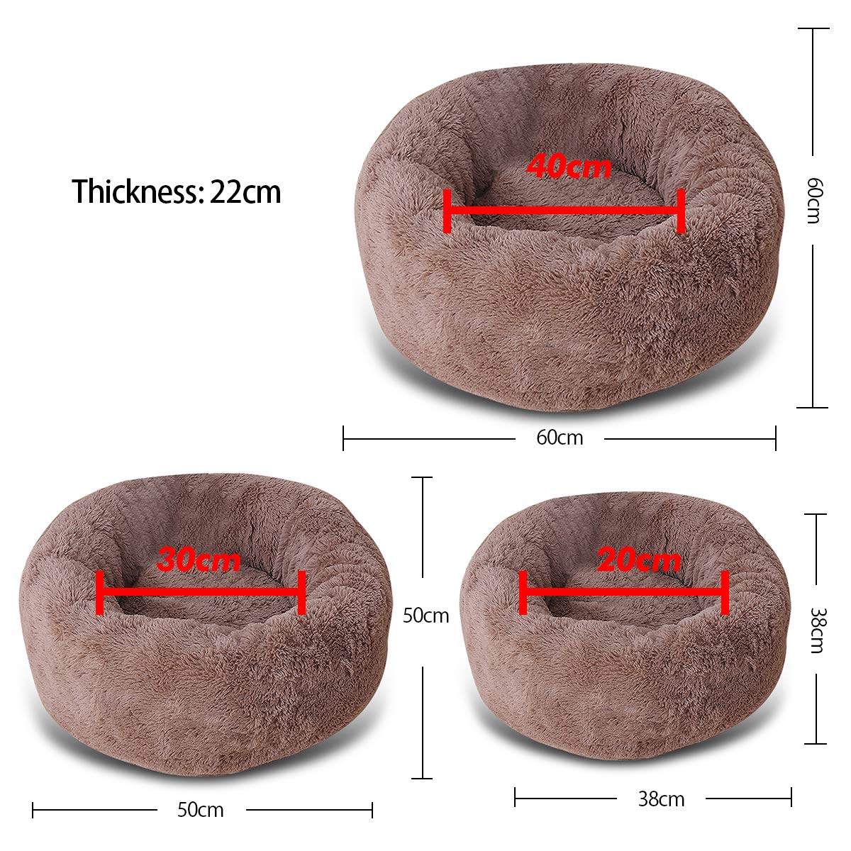 Soft Round Cat Bed & Dog Bed - Machine Washable Pet Bed for Cozy Napping & Relaxation - Perfect for Living Room, Bedroom, or Pet Corner