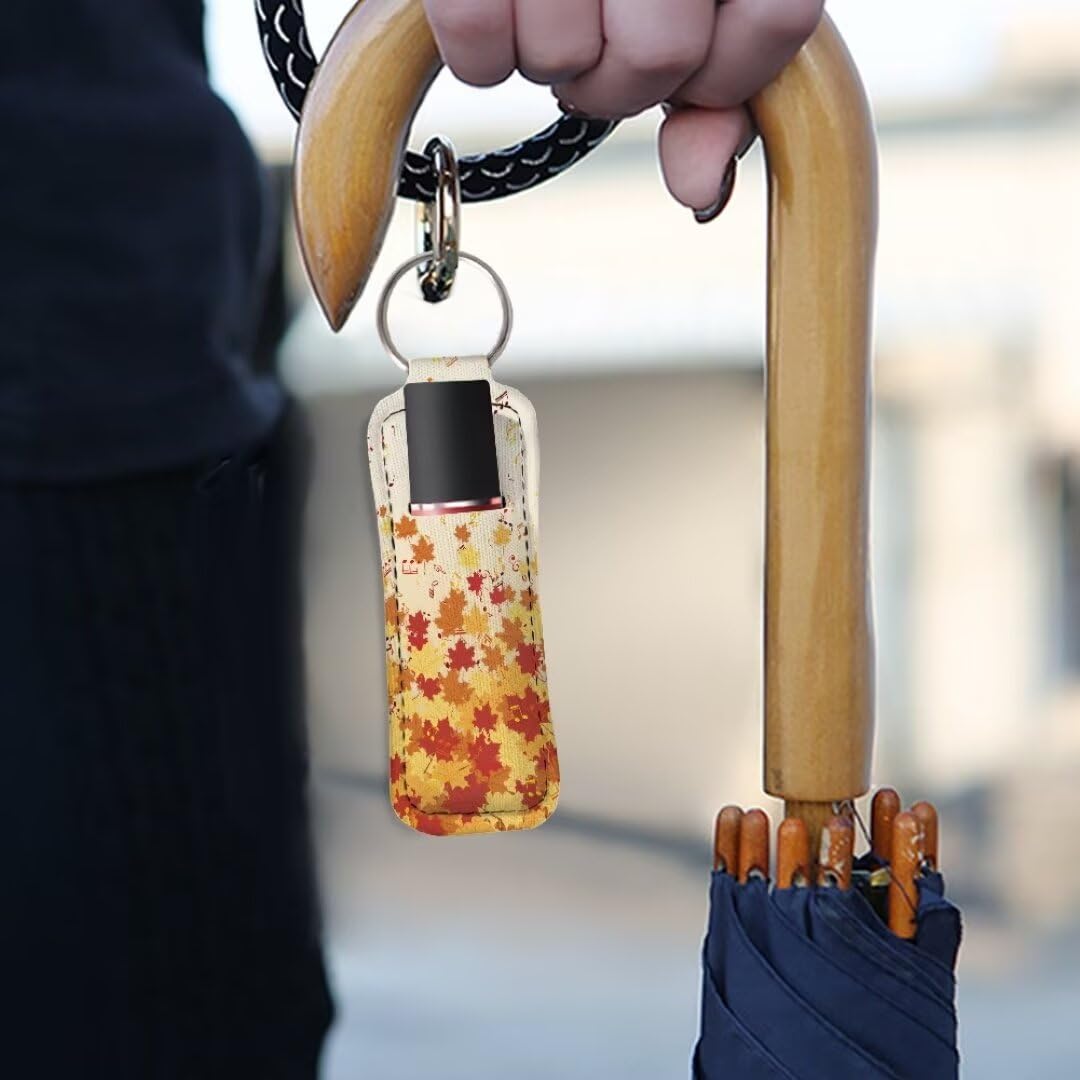 Stylish Print Chapstick Keychain Holder - Lipstick & Lip Balm Holder for Women - Perfect for Keychains, Purses, and Everyday Use