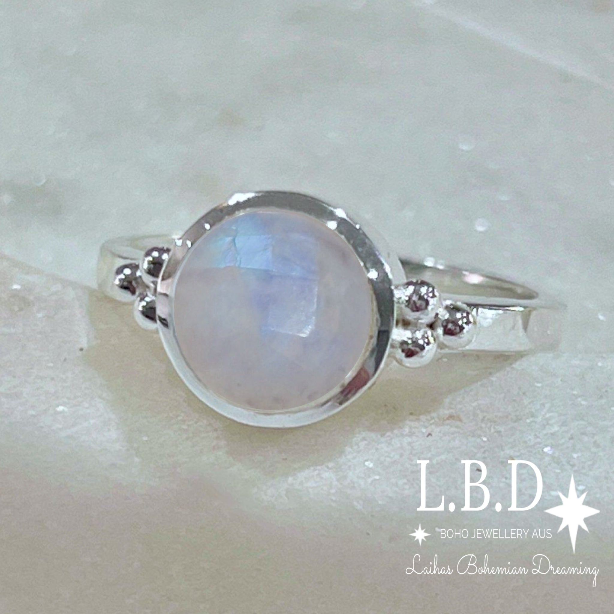 Laihas Posh Little Gypsy Moonstone Ring - Elegant Sterling Silver Bohemian Jewelry for Women | Perfect for Festivals, Weddings & Everyday Wear