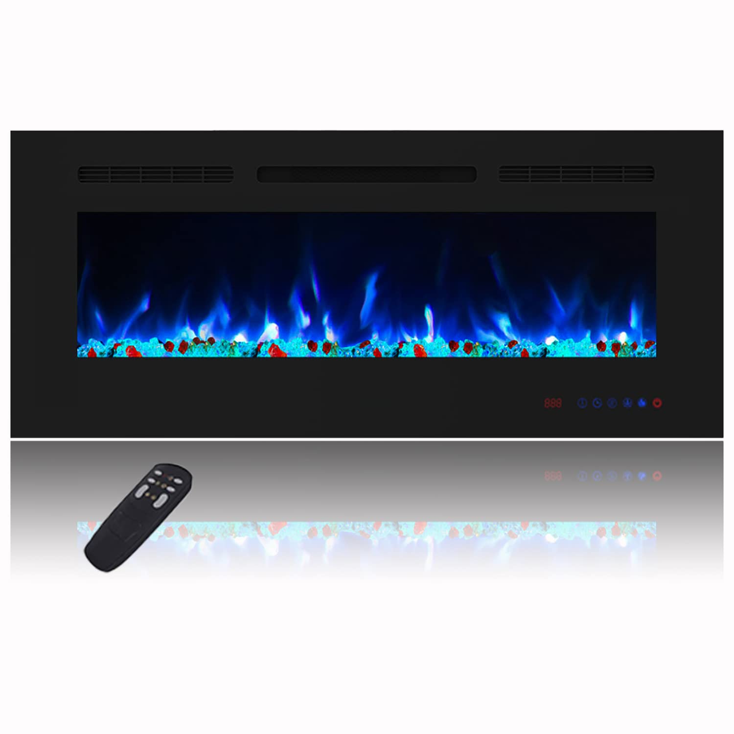 42 Inch Recessed Electric Fireplace Heater - Wall Mounted Fireplace Insert with Adjustable 13×13 Flame Colors, Thermostat, Timer & Remote Control - Perfect for Living Room, Bedroom & Office (Touch Screen & Quiet Operation)