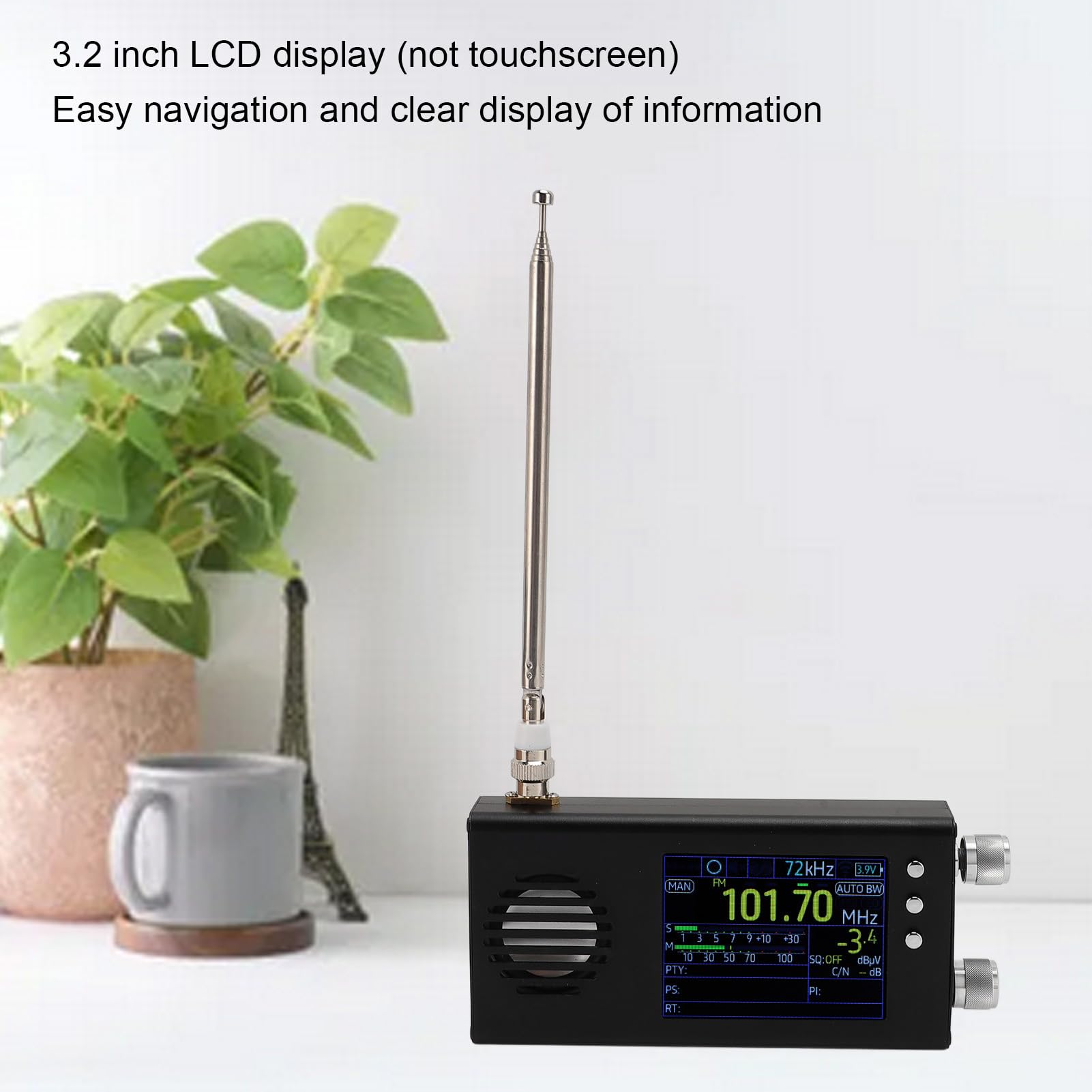Portable Shortwave Radio with AM/FM/SW/CB/VHF/UHF/WX/AIR/LW/MW Bands & SSB Receiver - 5000mAh Rechargeable Battery, Stereo Speaker & Antenna - Ideal for Emergency Preparedness, Outdoor Adventures & Travel (Black)