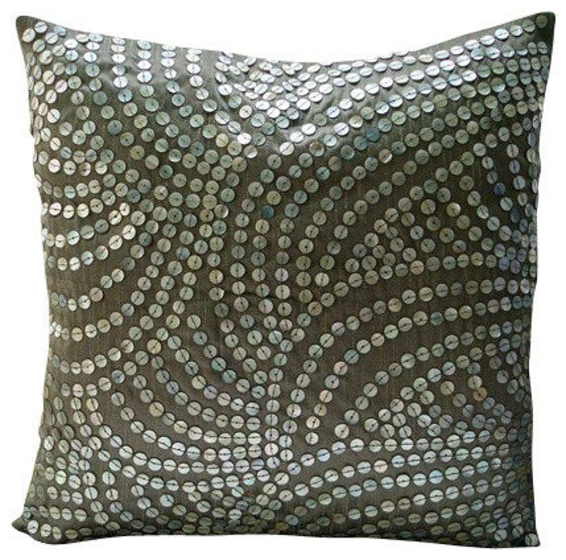 HomeCentric 16x16 Inch (40x40 cm) Silver Silk Sofa Pillow Covers - Modern Abstract Mother of Pearl Design with Zipper Closure | Perfect for Living Room Decor, Couch Accents & Easter Home Styling
