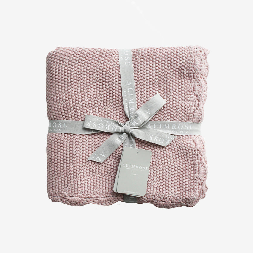 Alimrose Mini Moss Stitch Blanket - Soft Knit Throw for Baby, Nursery, or Couch - Perfect for Cozy Evenings and Gift Giving