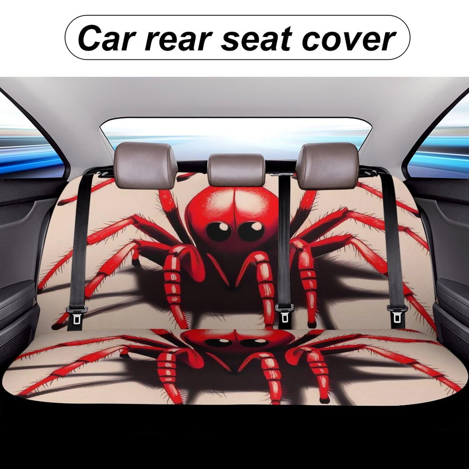 NWTRJ Cute Little Red Spider Car Back Seat Covers - Soft Waterproof Rear Bench Cushion Protector for Dust & Scratch Protection - Universal Fit for Most Trucks, SUVs & Vans - Perfect for Road Trips, Family Outings & Pet Protection