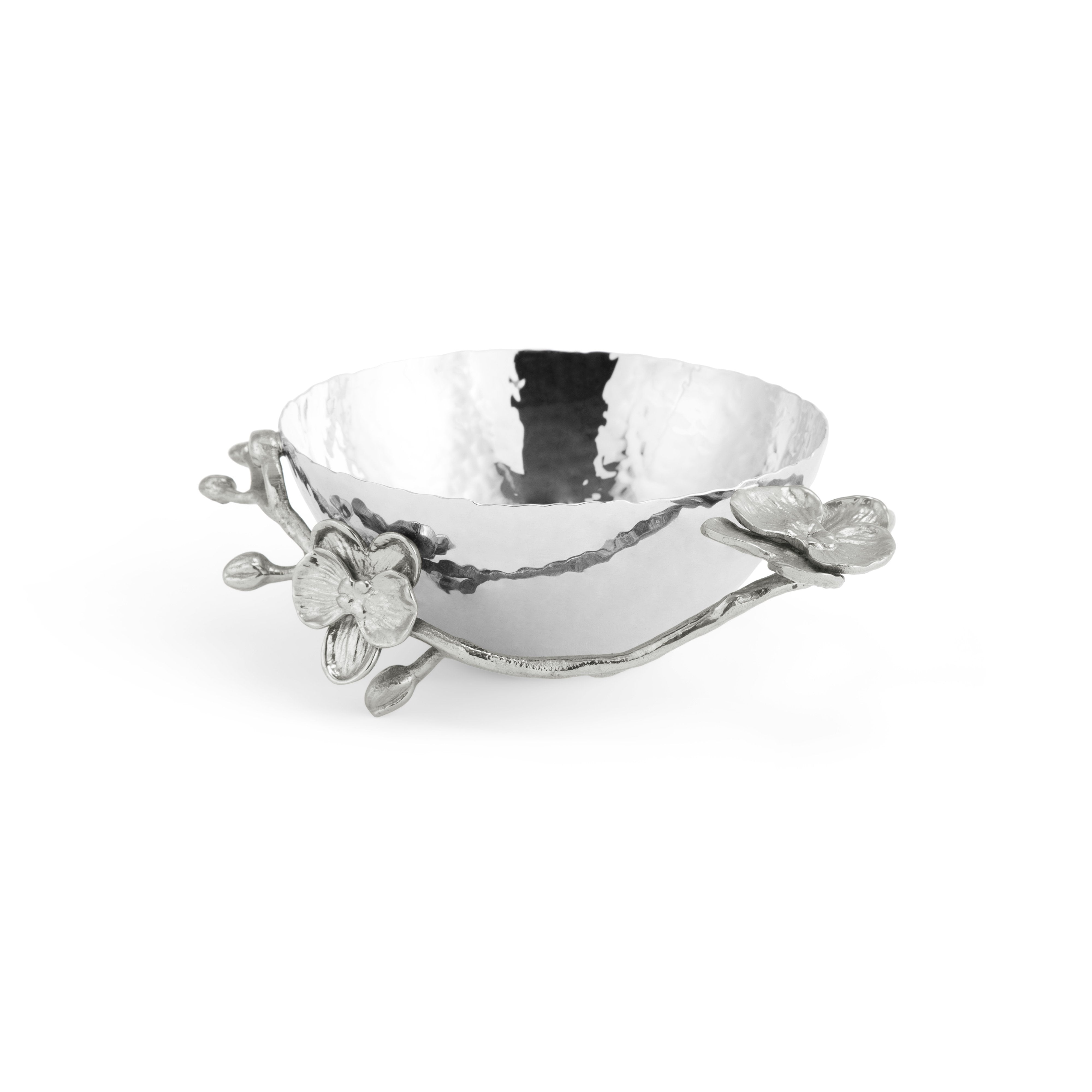 Elegant White Orchid Nut Dish - Premium Ceramic Snack Bowl for Nuts, Candy & Appetizers - Perfect for Parties, Home Decor & Kitchen Serving