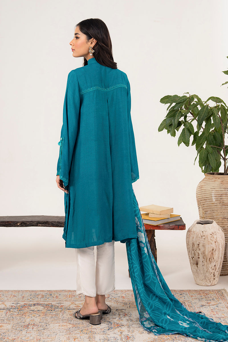 Azure Blue 2-Piece Set (Shirt & Dupatta) for Women - Elegant Indian Ethnic Wear for Festivals, Weddings & Special Occasions