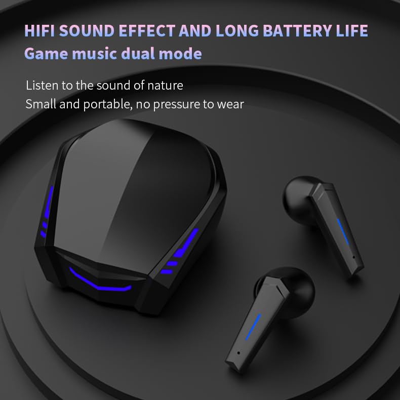 Wireless Earbuds Bluetooth 5.2 with Deep Bass, Touch Control & Noise Cancellation - IPX7 Waterproof Gaming Headphones with Built-in Mic, 18H Playtime & 65ms Low Latency for Workouts, Commuting & Online Gaming