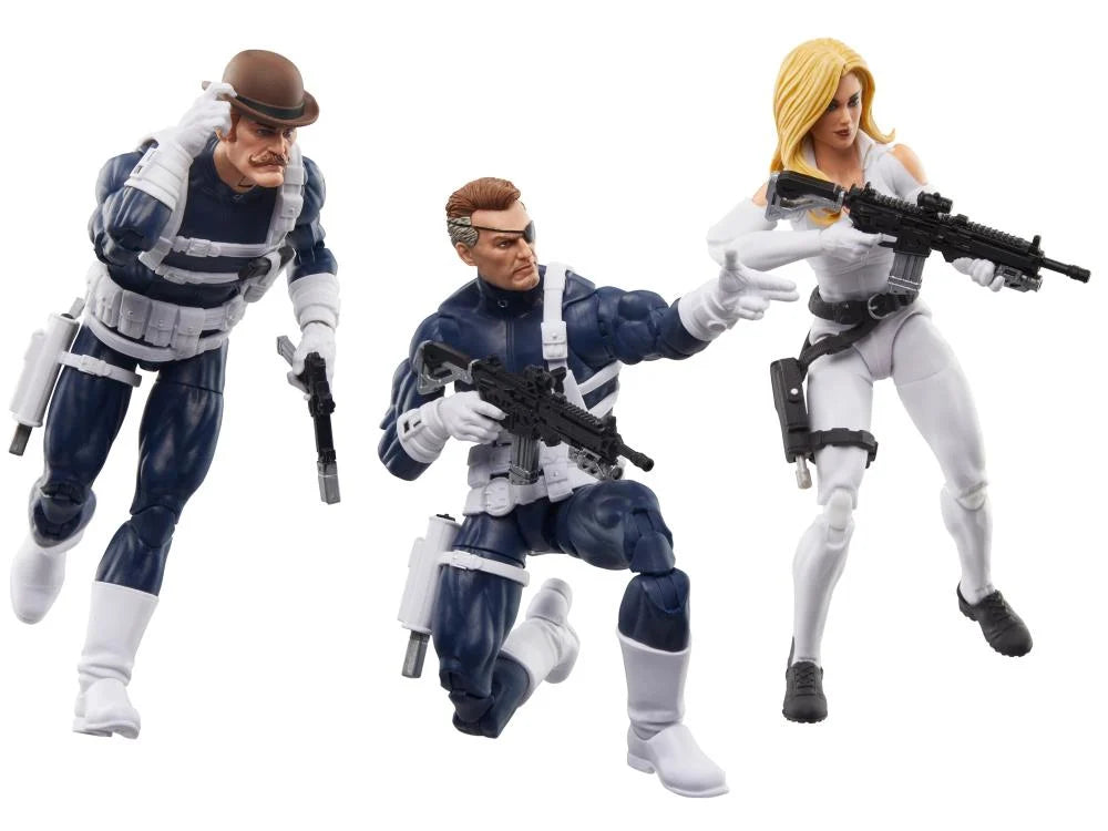 Captain America Marvel Legends S.H.I.E.L.D. Three-Pack Action Figure Set | Collectible Avengers Toys for Display & Play | Perfect for Marvel Fans & Collectors