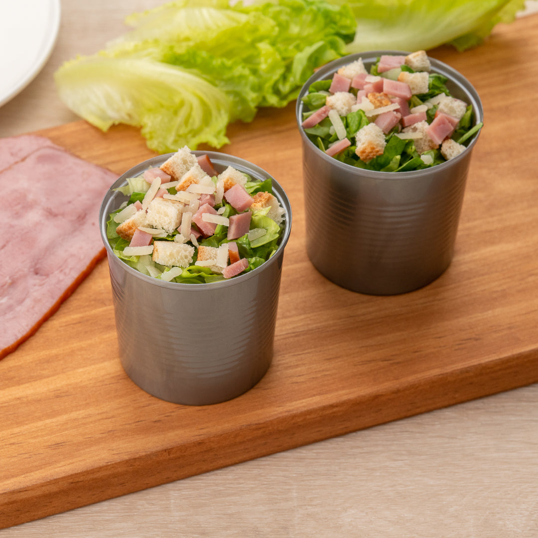 4 oz Round Silver Plastic Tin Can with Lid (2.5