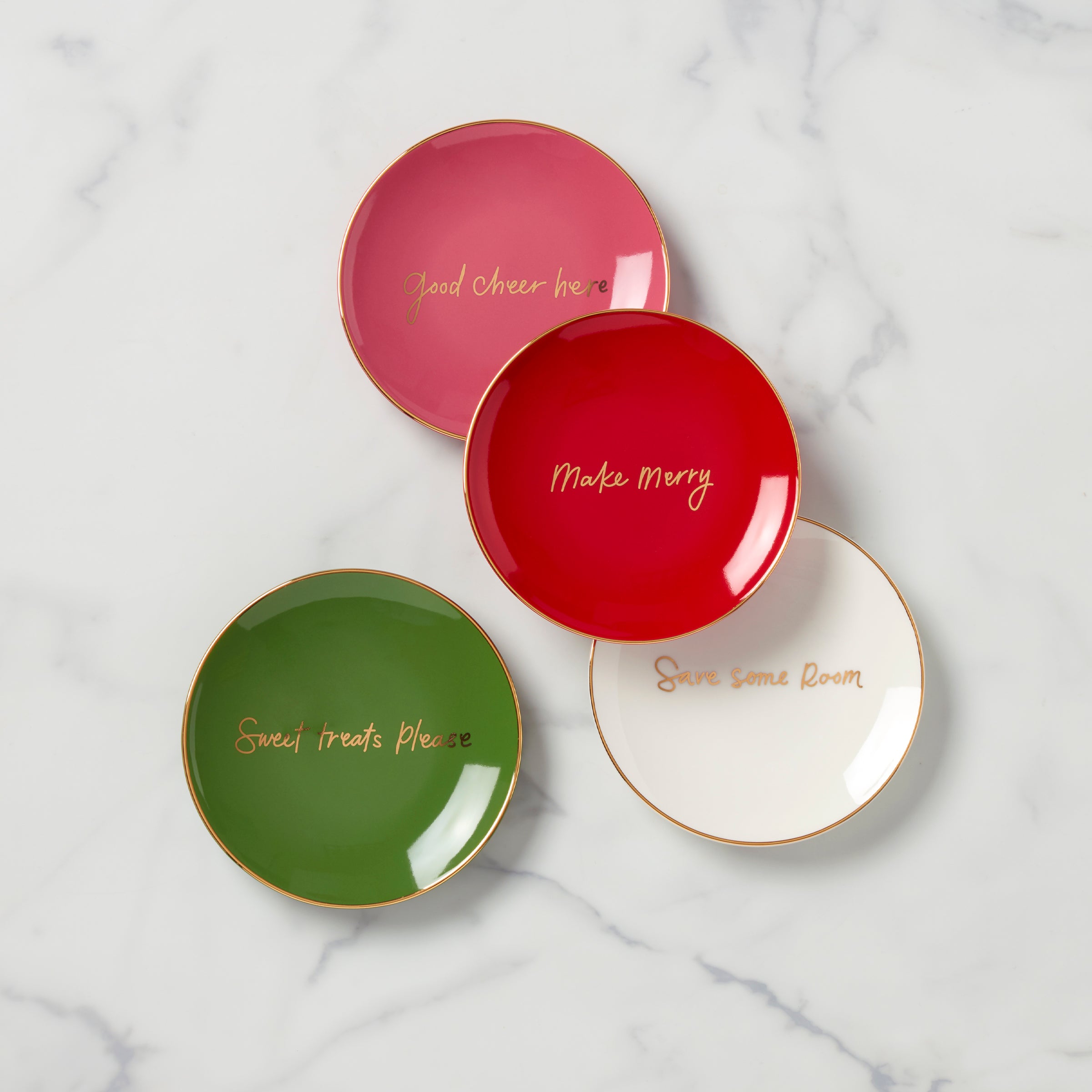 Be Jolly Color Tidbit Plates Set of 4 - Vibrant Appetizer Plates for Parties, Snacks & Entertaining | Durable Melamine Serving Dishes for Home, Picnics & Holidays