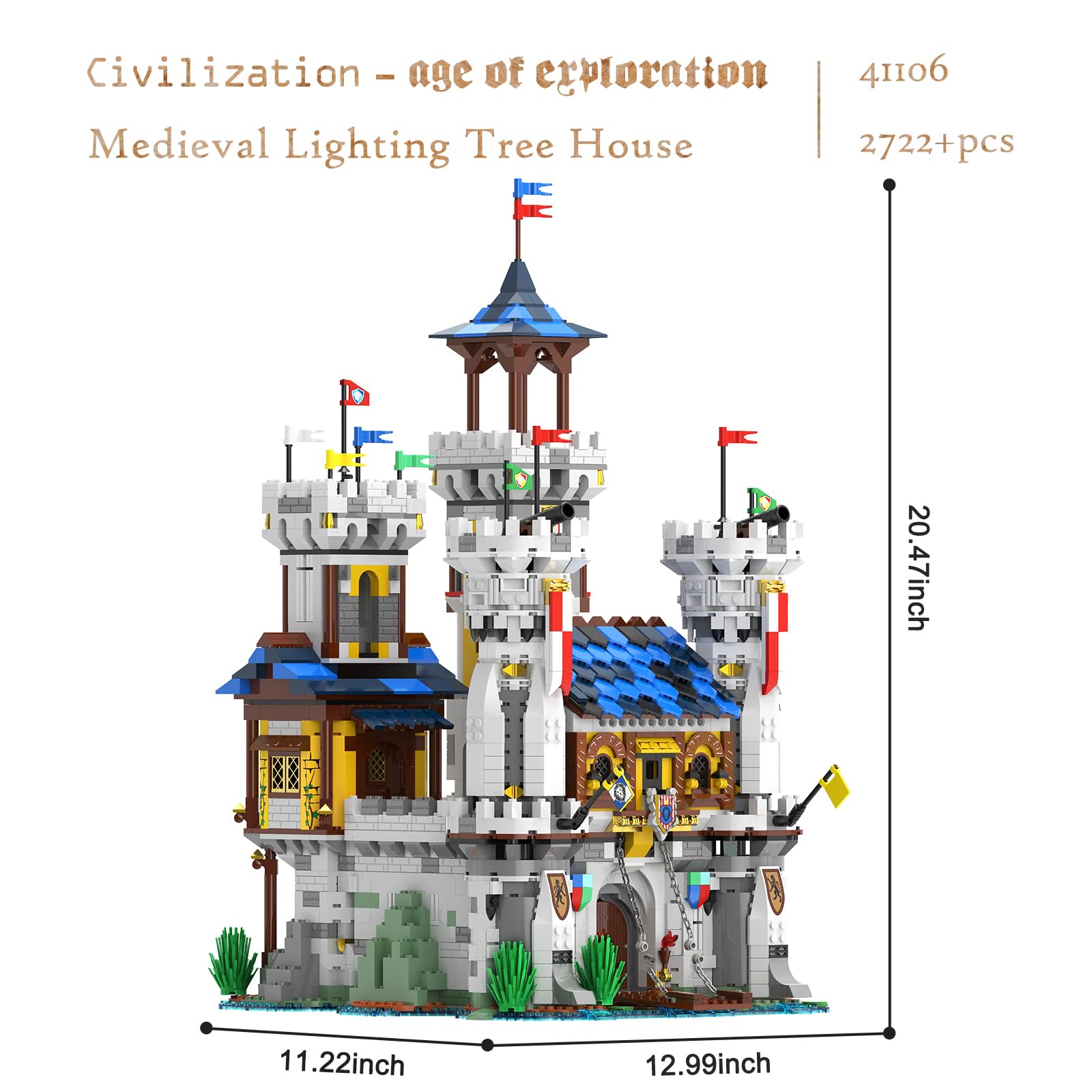 JMBricklayer Medieval Castle Building Set for Adults - 41106 Pieces with LED Lights, Collectible Model House Construction Toy for Boys, Girls, Teens & Women | Perfect for Home Office Display, Gift Giving & Creative Play