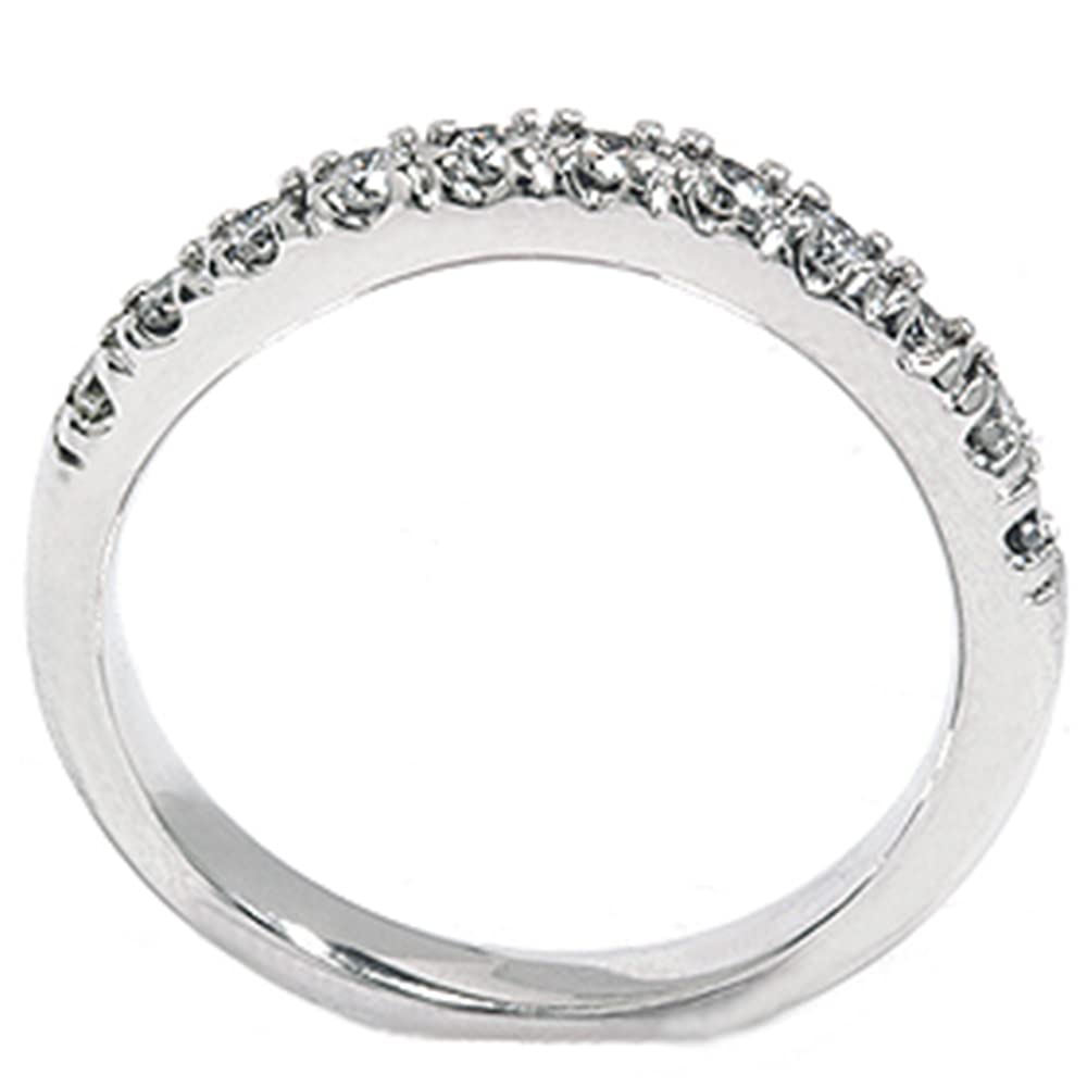14K White Gold 1/4 Carat Diamond Curved Wedding Ring for Women - Elegant Bridal Jewelry, Engagement Gift & Anniversary Present