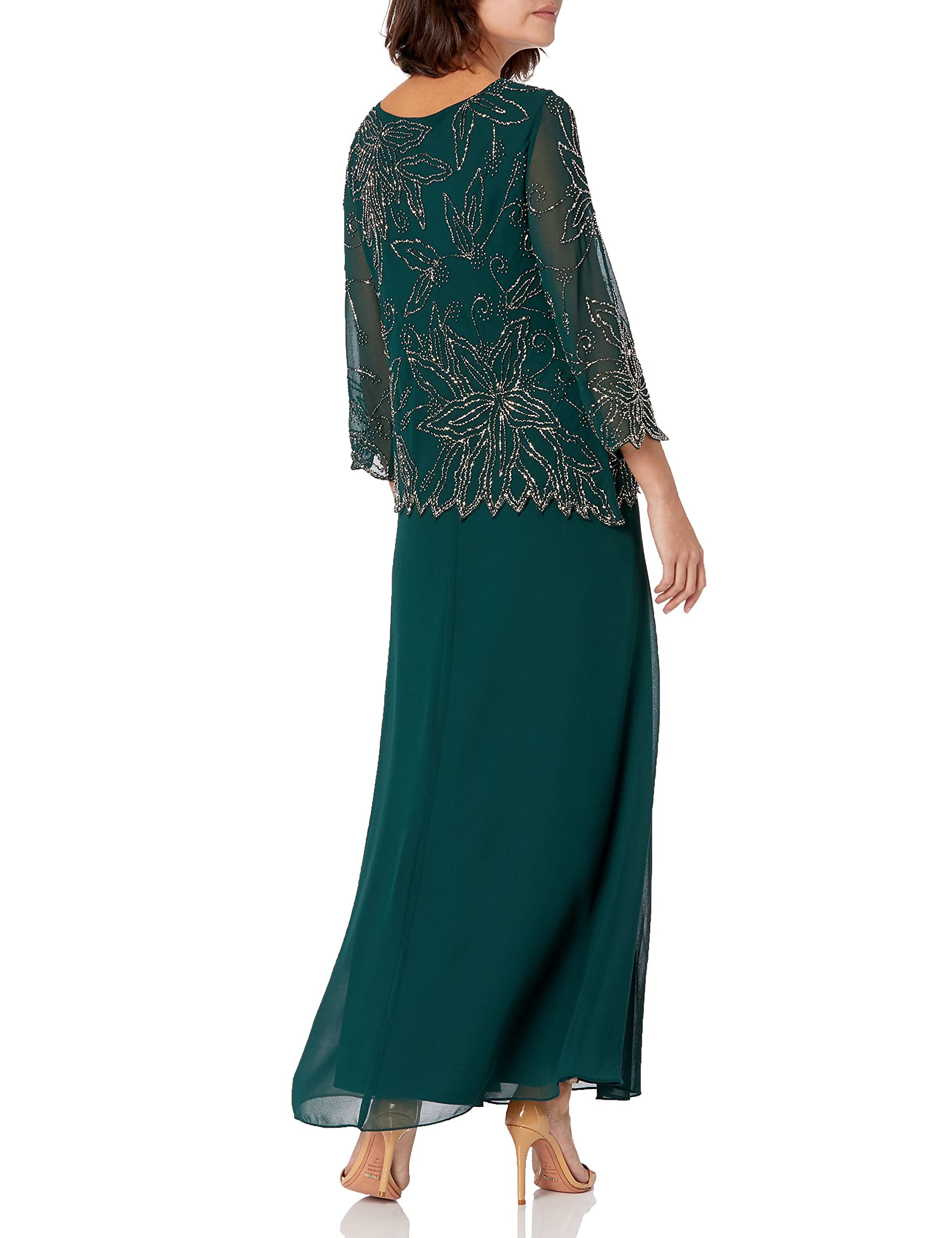 J Kara Women's Asymmetrical Beaded Dress with BOAD Neckline - Elegant Party & Evening Wear for Special Occasions