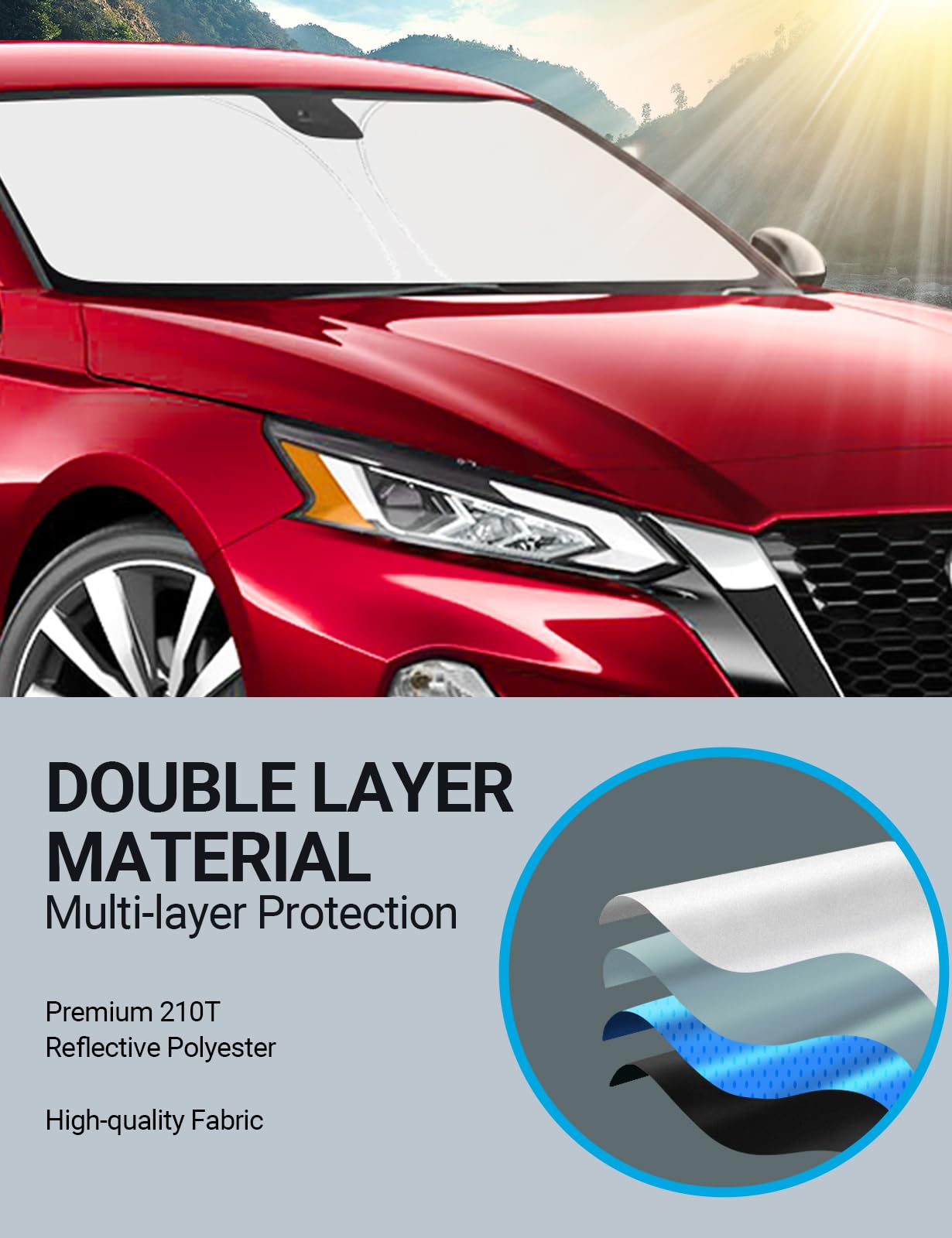 Custom Fit 2019-2025 Nissan Altima Foldable Front Windshield Sunshade - UV Protection & Heat Shield for Car Interior, Perfect for Summer Parking & Road Trips