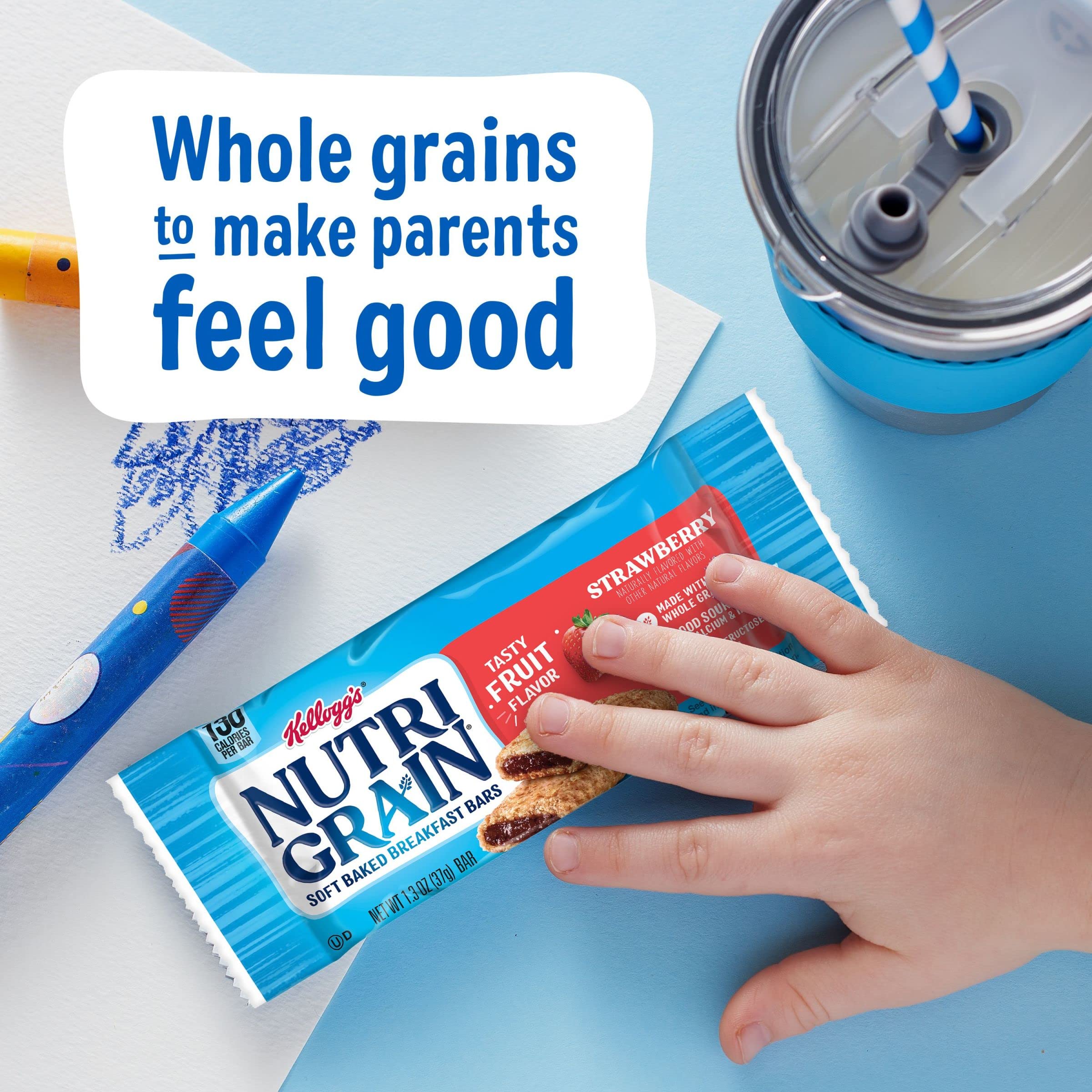 Nutri-Grain Soft Baked Breakfast Bars - Strawberry Flavor, 20.8oz Value Pack (16 Count) | Healthy Kids Snacks for School Lunch, After School Treat & On-the-Go Breakfast | Non-GMO & Whole Grain Energy Bars