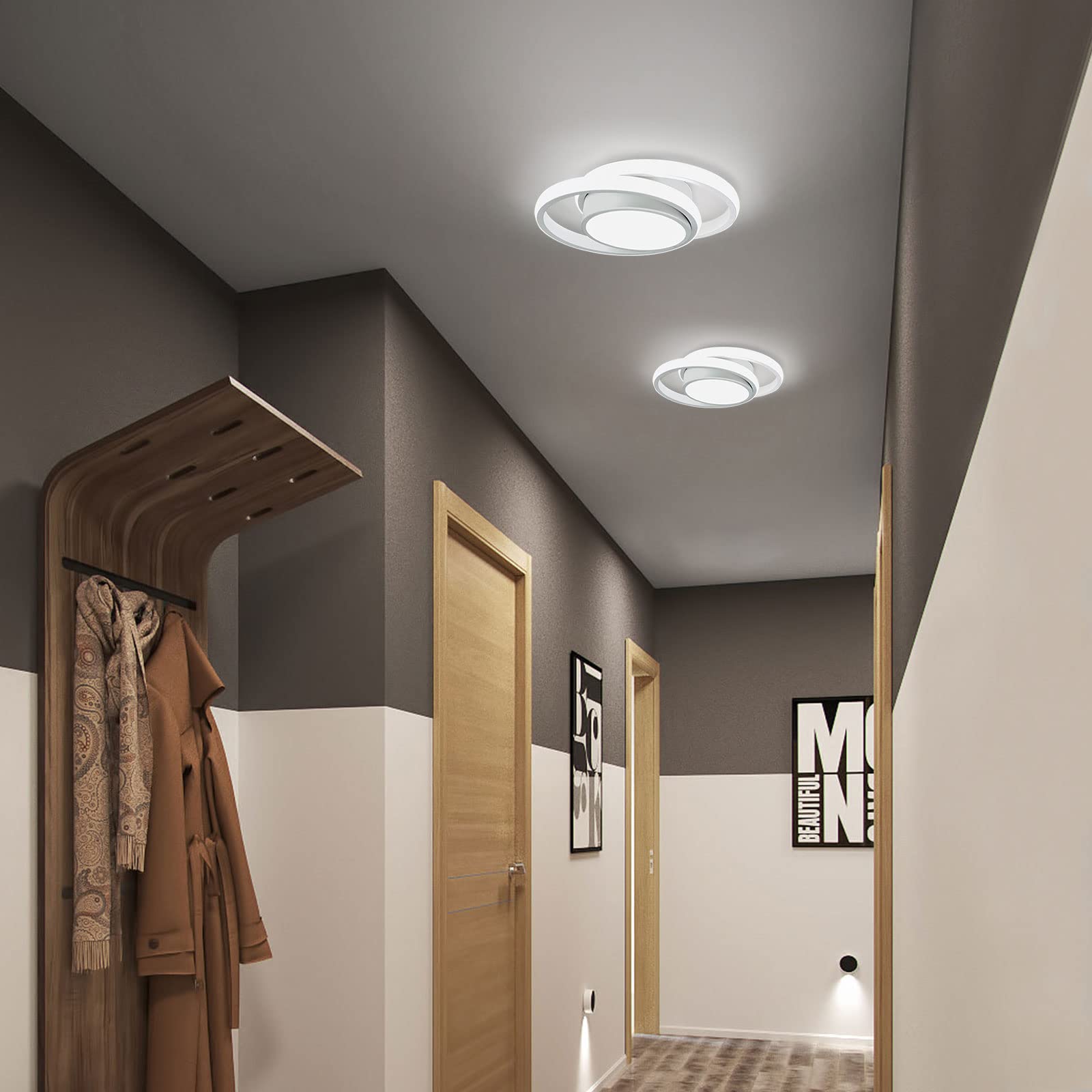Modern LED Ceiling Light Fixture - 32W Round Close-to-Ceiling Lamp, 6000K Cool White for Bedroom, Hallway, Aisle & Corridor Lighting | Energy-Efficient Home & Office Interior Design Solution