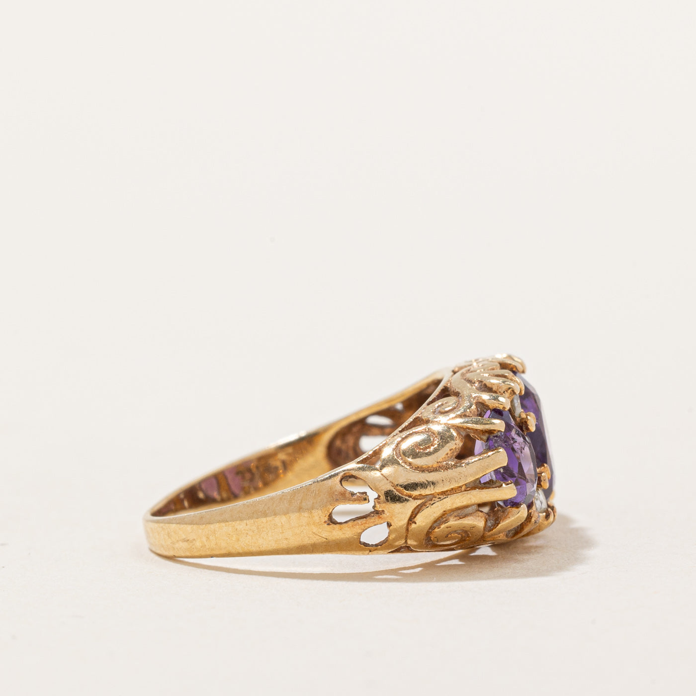 Elegant 0.60ctw Amethyst & Diamond Cocktail Ring (Size 4) - Perfect for Evening Parties, Date Nights & Special Occasions