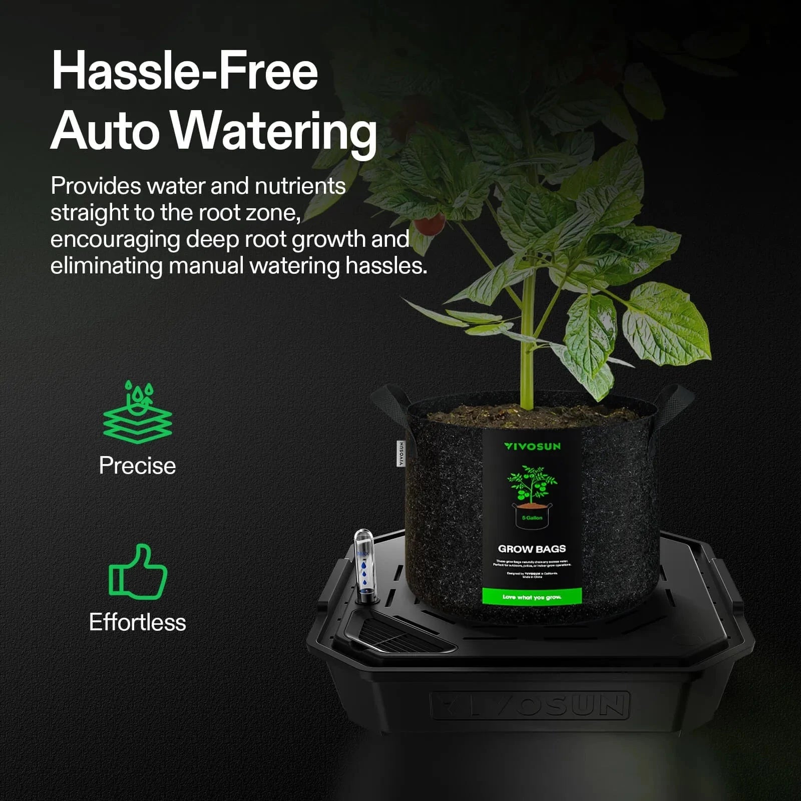VIVOSUN FlexFeed Self Watering Fabric Pot Base with 6L Reservoir - Automatic Plant Watering System for Indoor/Outdoor Gardening, Hydroponics & Greenhouse Use