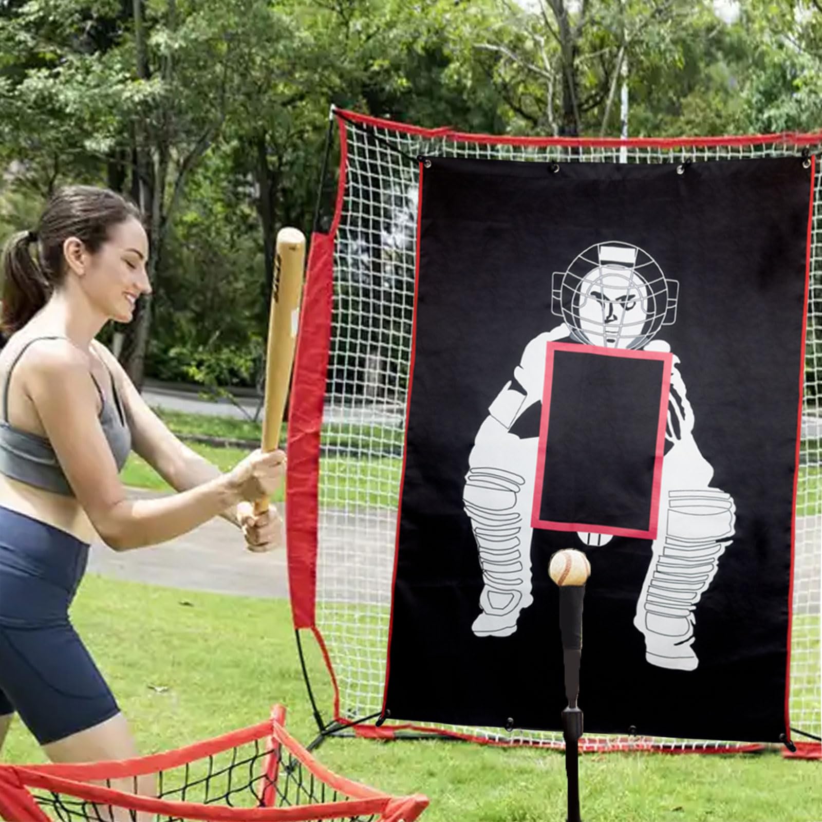 Durable Baseball Backstop Net with Strike Zone for Outdoor Practice