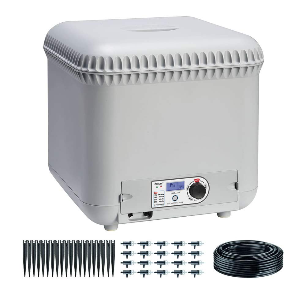Claber OASIS EVOLUTION 8054 Automatic Indoor Plant Watering System - 25L Capacity, LCD Display, No Power Needed - Perfect for Vacation Home & Indoor Plants Care