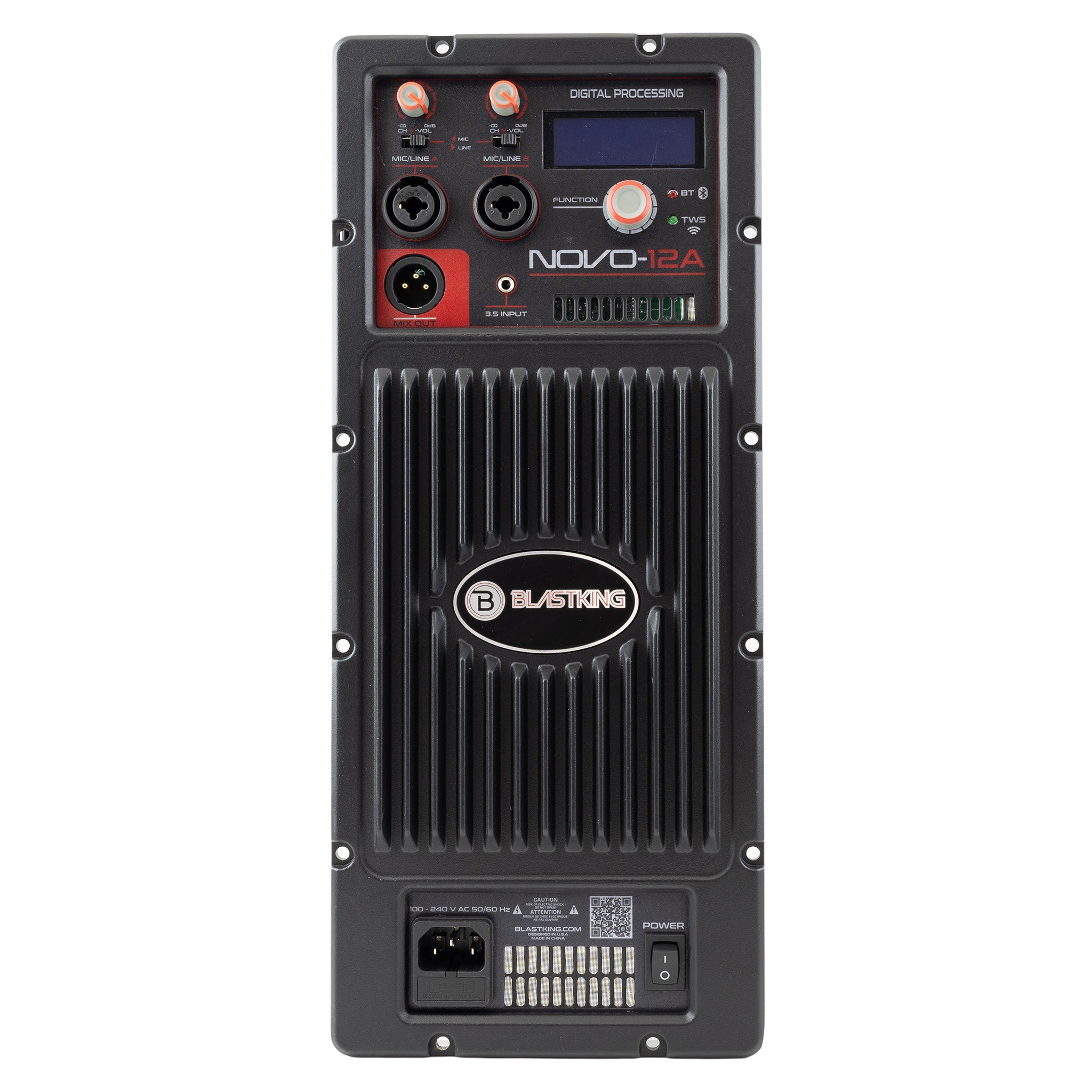 Blastking NOVO 12 AMP Amplifier for NOVO 12A - High Power 12 Amp Professional Audio Amplifier for DJs, Live Bands & Home Theater Systems