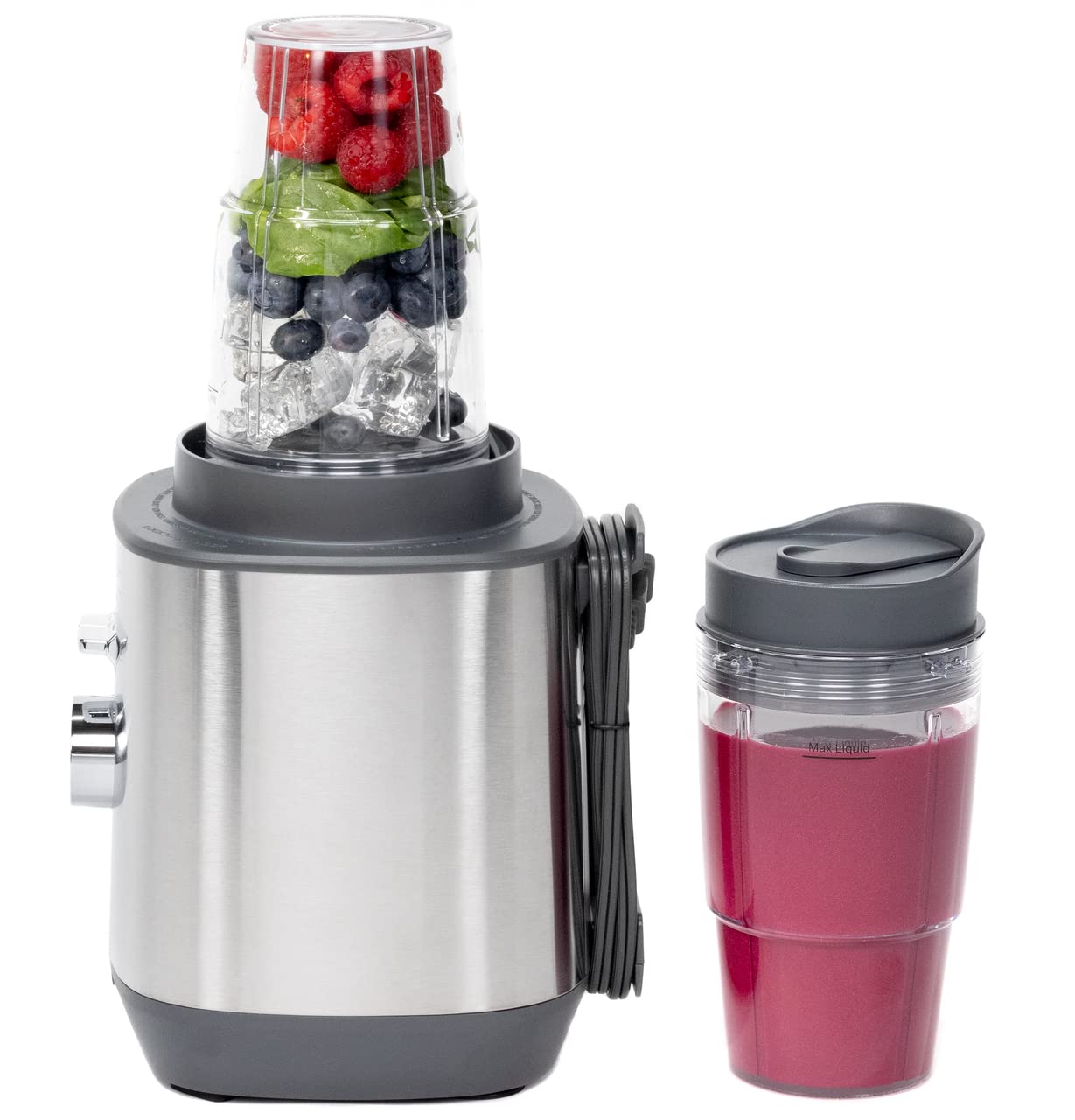 GE 5-Speed Blender with 2 (16oz) Cups - 1000W High-Power Blender for Smoothies, Shakes & Food Prep - 64oz BPA-Free Tritan Jar, Stainless Steel Blades - Perfect for Kitchen, Gym & Healthy Lifestyle