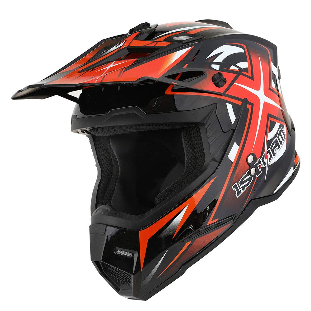 1Storm HF801 Adult Motocross Helmet - BMX MX ATV Dirt Bike Racing Helmet with Bluetooth Headset (Sonic Orange) - Perfect for Off-Road, Trail Riding & Motorcycle Adventures