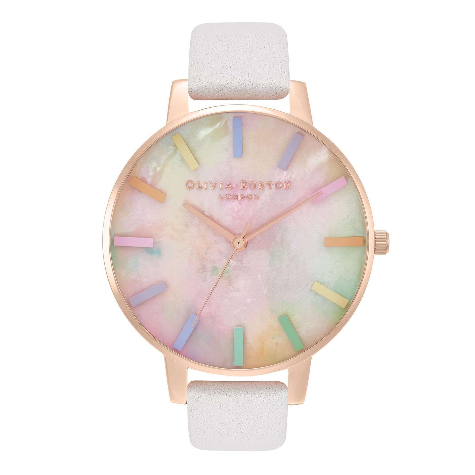 Olivia Burton Women's Rainbow Collection Analog Quartz Watch with Grey Leather Strap - OB16RB27 | Stylish Fashion Accessory for Everyday Wear, Office & Special Occasions