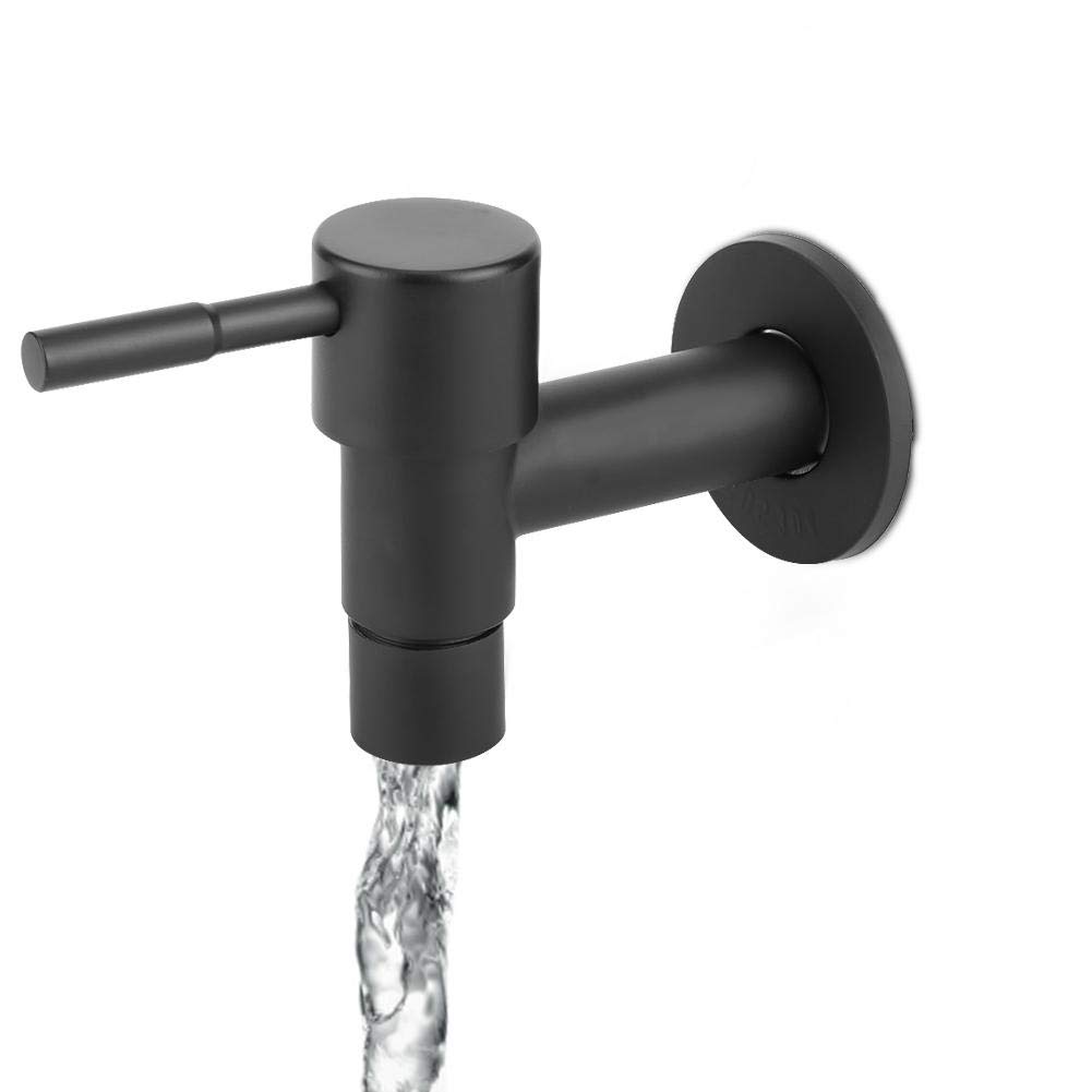 Black Stainless Steel Wall Mount Kitchen Sink Faucet - Single Cold Water Tap with G1/2