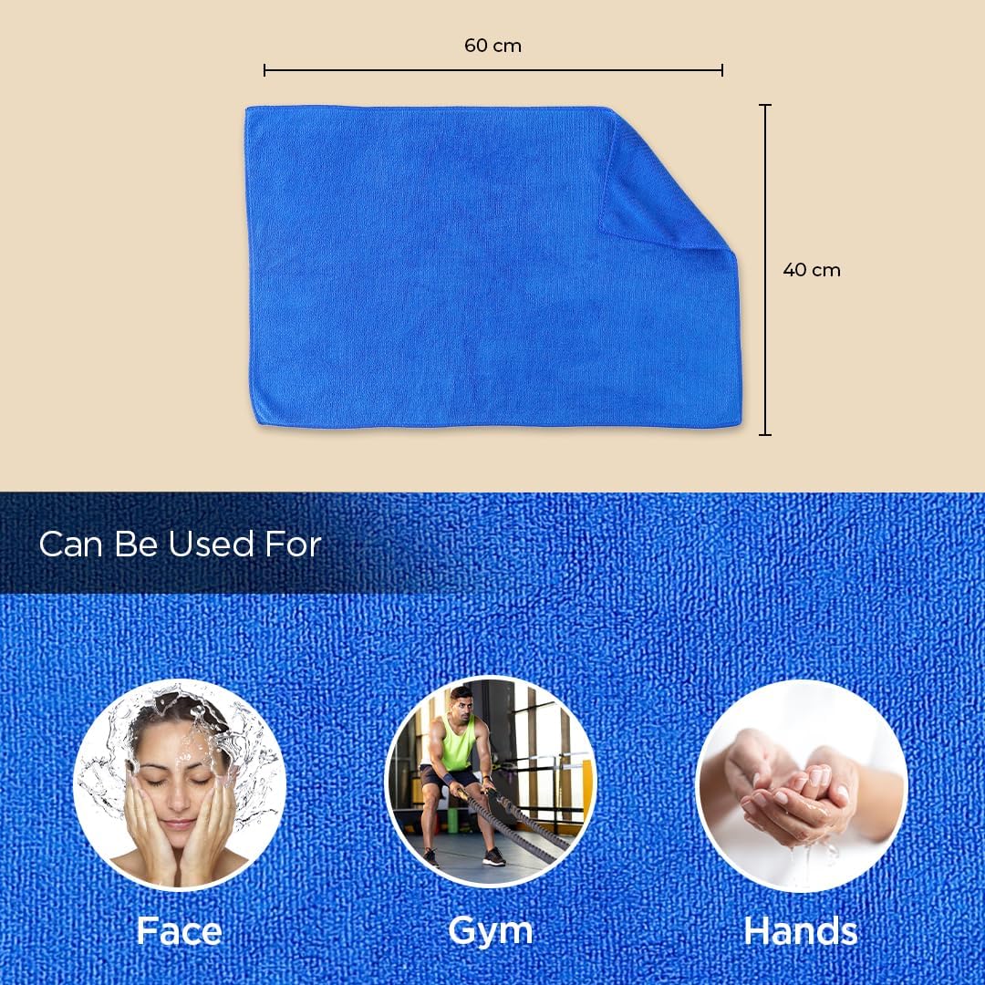 Premium Heart Home Microfiber Face Towel - 400 GSM Ultra Soft Antibacterial Hand & Hair Towel for Men (Blue) - Ideal for Gym, Travel & Skincare Routine