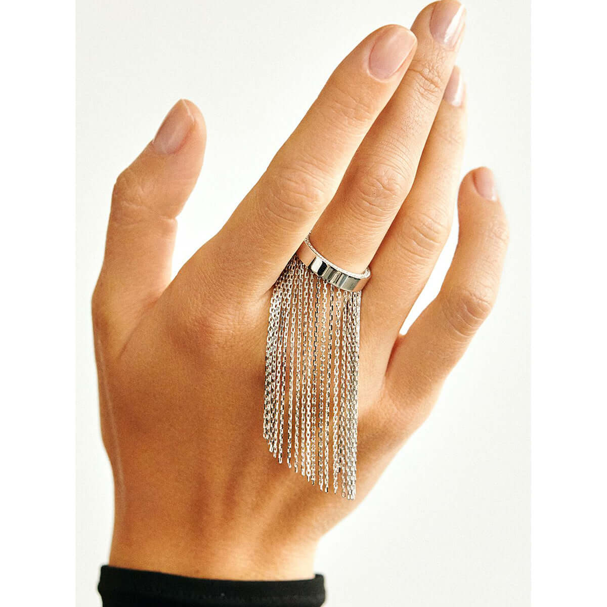 Exaggerated Gold and Silver Two-Tone Tassel Chain Ring for Women | Trendy Boho Jewelry for Parties, Weddings & Everyday Wear | JDR041
