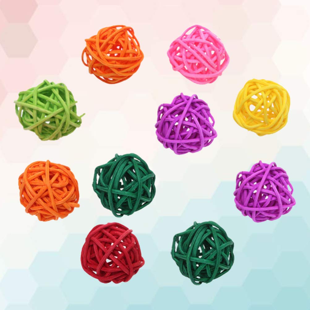 Balacoo 20-Piece Natural Rattan Wicker Ball Chew Toys for Parrots & Small Pets - Christmas Tree Ornaments & Bird Enrichment Toys - Safe Chewing for Parakeets, Hamsters, and Rodents - Perfect for Cage Decor & Playtime Stimulation