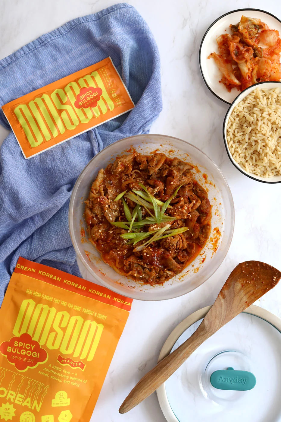 Omsom Korean Spicy Pork Bulgogi - Authentic Korean BBQ Sauce for Grilling, Stir-Fry & Meal Prep | Easy Asian Dinner Recipes & Flavorful Marinade