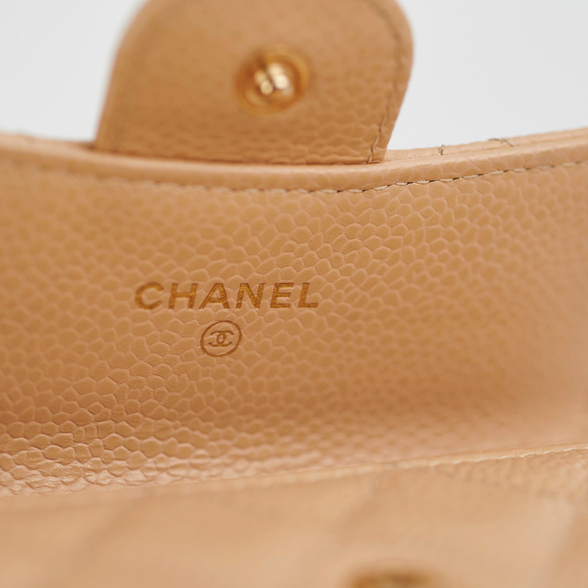Chanel Beige Caviar Leather Card Holder - Luxury Slim Wallet for Women - Perfect for Everyday Use & Travel Accessories