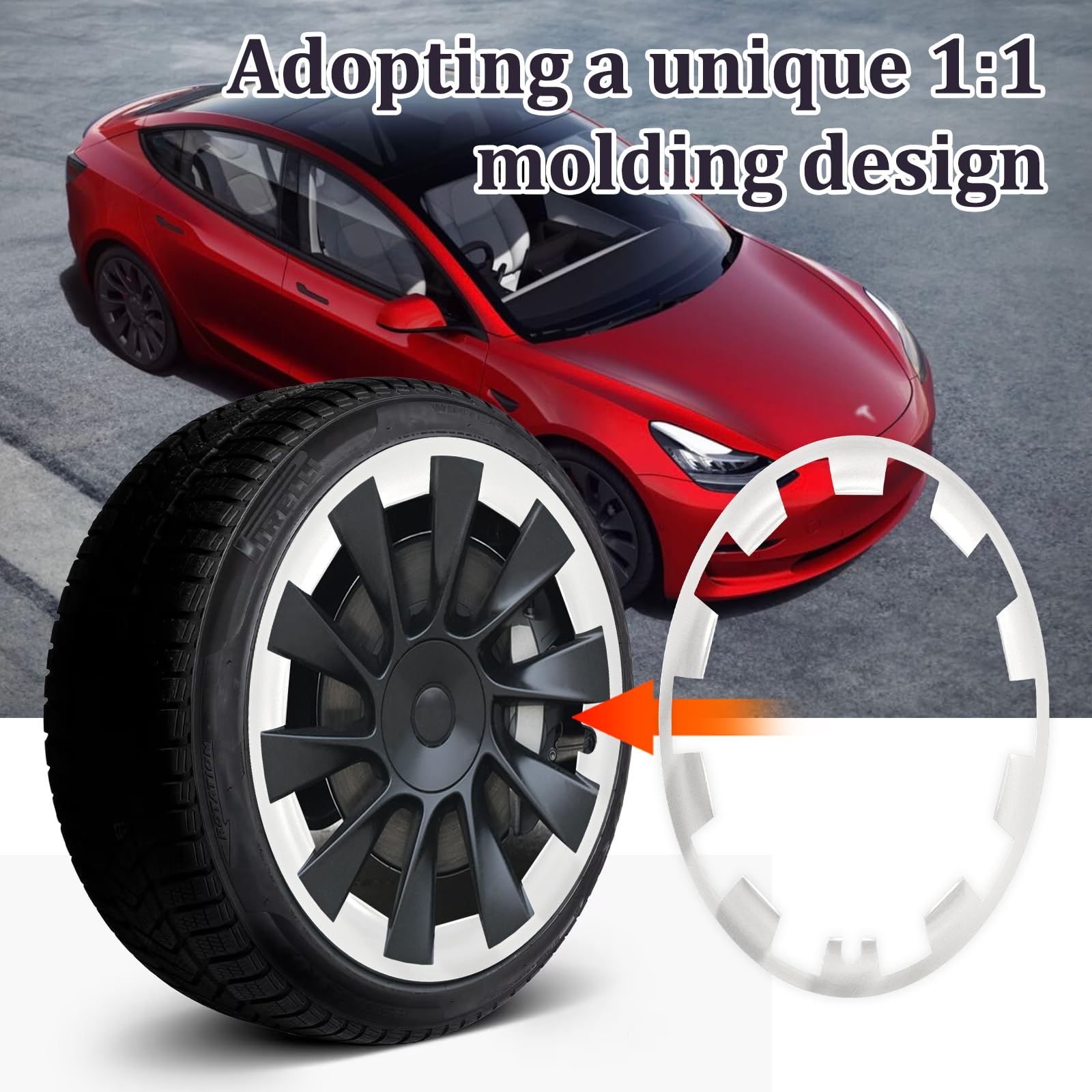 5 PCS 20 Inch Tire Trim Rings for Tesla Model Y 2017-2024 - Wheel Rim Protector, Rim Guard, Hubcaps Cover - Durable Wheel Rim Protection Accessories for Enhanced Style and Safety on Roads
