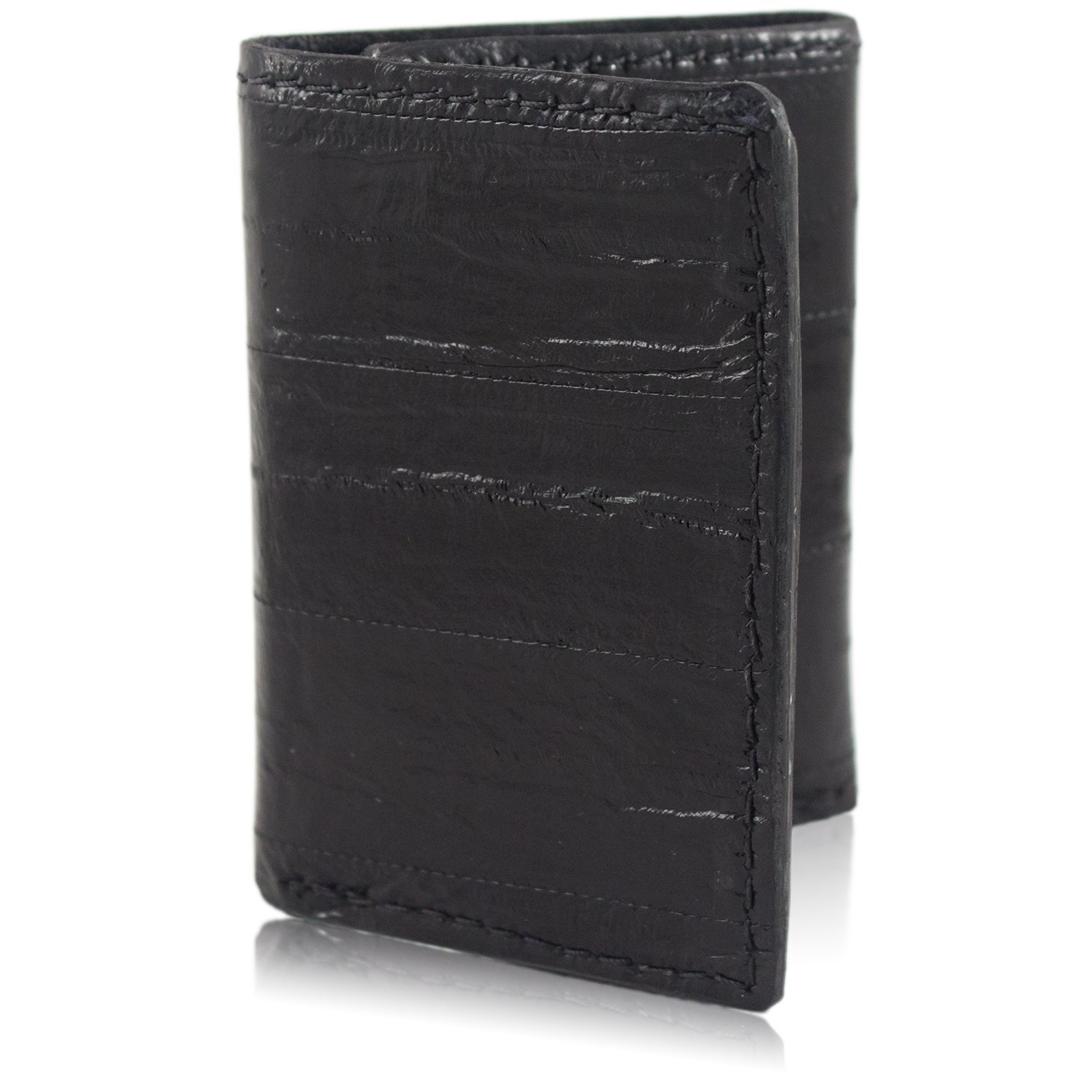 Genuine Eel Skin Leather Trifold Wallet for Men - 9 Card Slots RFID Blocking - Slim Luxury Bi-fold Wallet with Money Clip - Perfect Gift for Dad, Husband, Boyfriend (Business, Travel, Everyday Use)