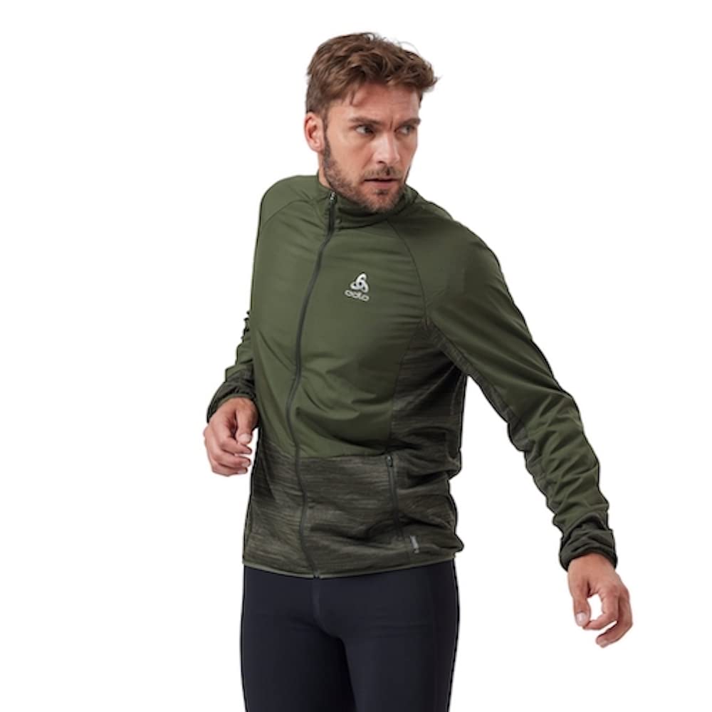 Odlo Men's Run Easy Warm Hybrid Running Jacket - Lightweight, Breathable & Water-Resistant for Outdoor Jogging, Hiking & Cold Weather Training
