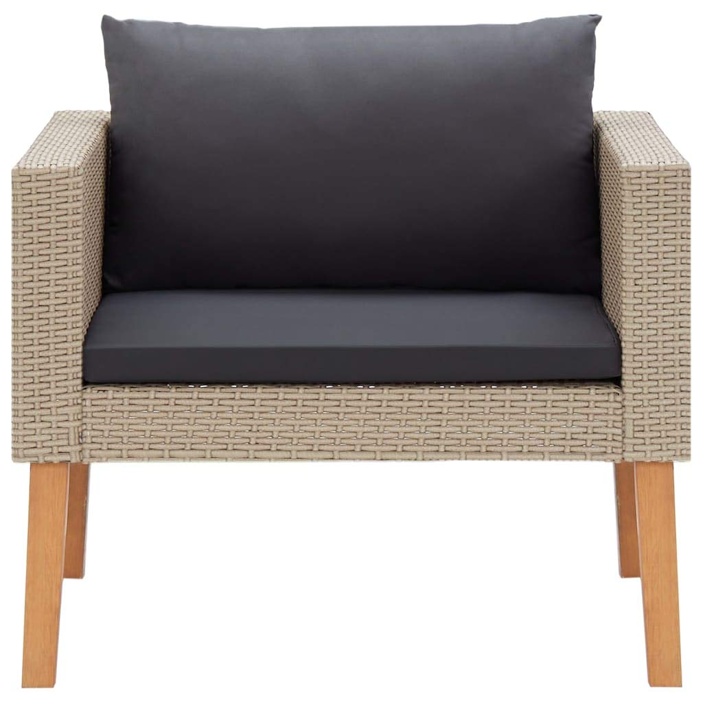 Single Patio Sofa with Cushions - Beige Poly Rattan Outdoor Furniture for Garden, Balcony, and Poolside Relaxation