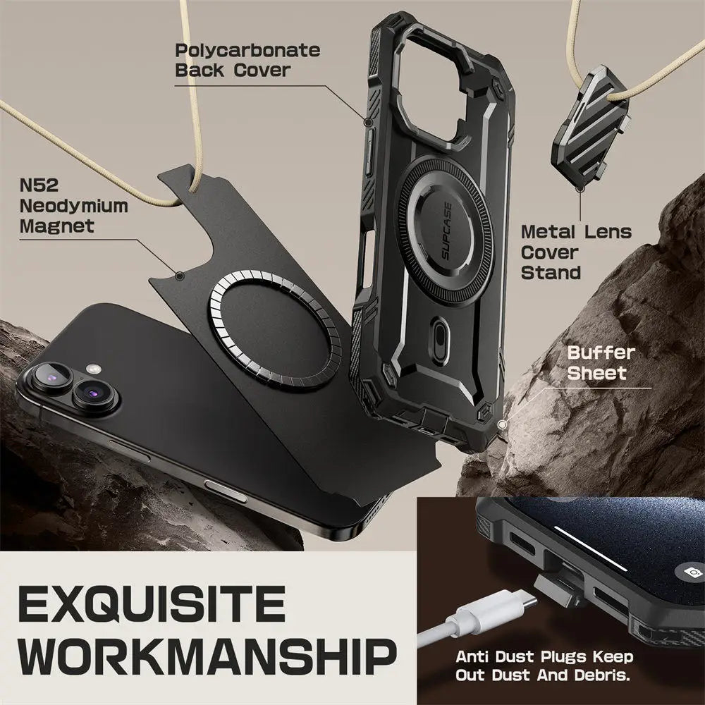 iPhone 16 SUPCASE UB Mag XT Heavy Duty Magnetic Case - Shockproof Protective Cover with Strong Magnetic Mount for Car & Home Use - Perfect for Outdoor Activities, Travel & Daily Protection