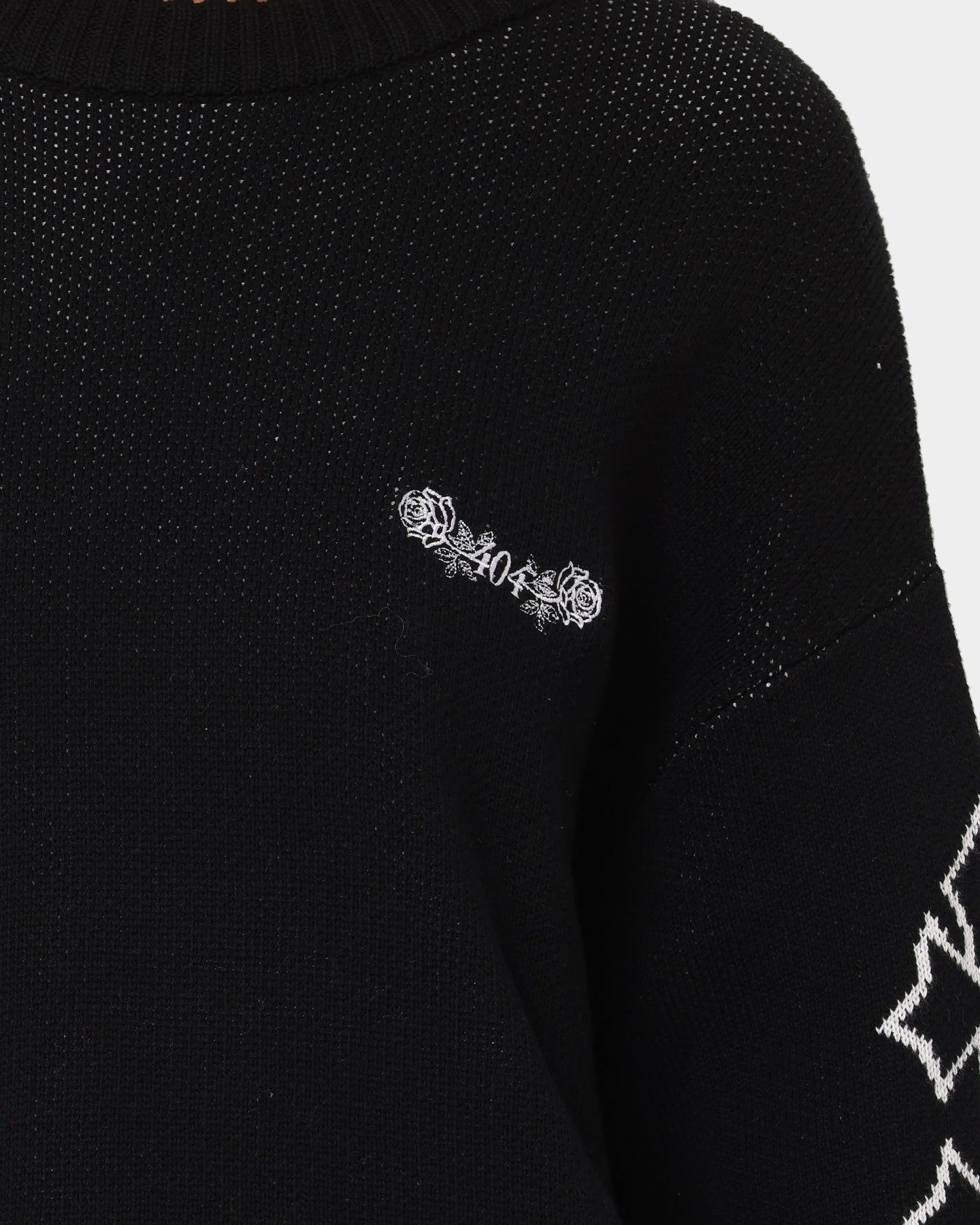404 Destroyer Knit Sweater for Men - Soft Black Pullover Winter Sweater | Casual Streetwear, Cold Weather Fashion, Everyday Comfort