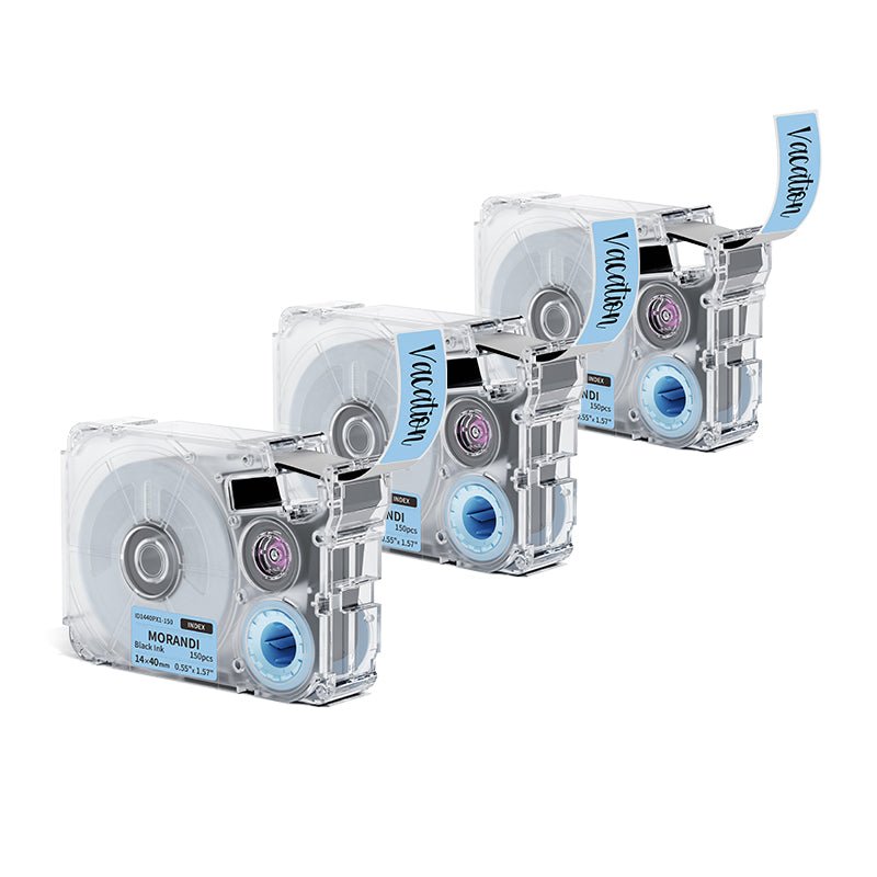 Phomemo 14x40mm Black on Morandi Index Label Tapes - Compatible with P15 & A30 Label Makers - Perfect for Office Organization, File Sorting & Home Labeling Needs