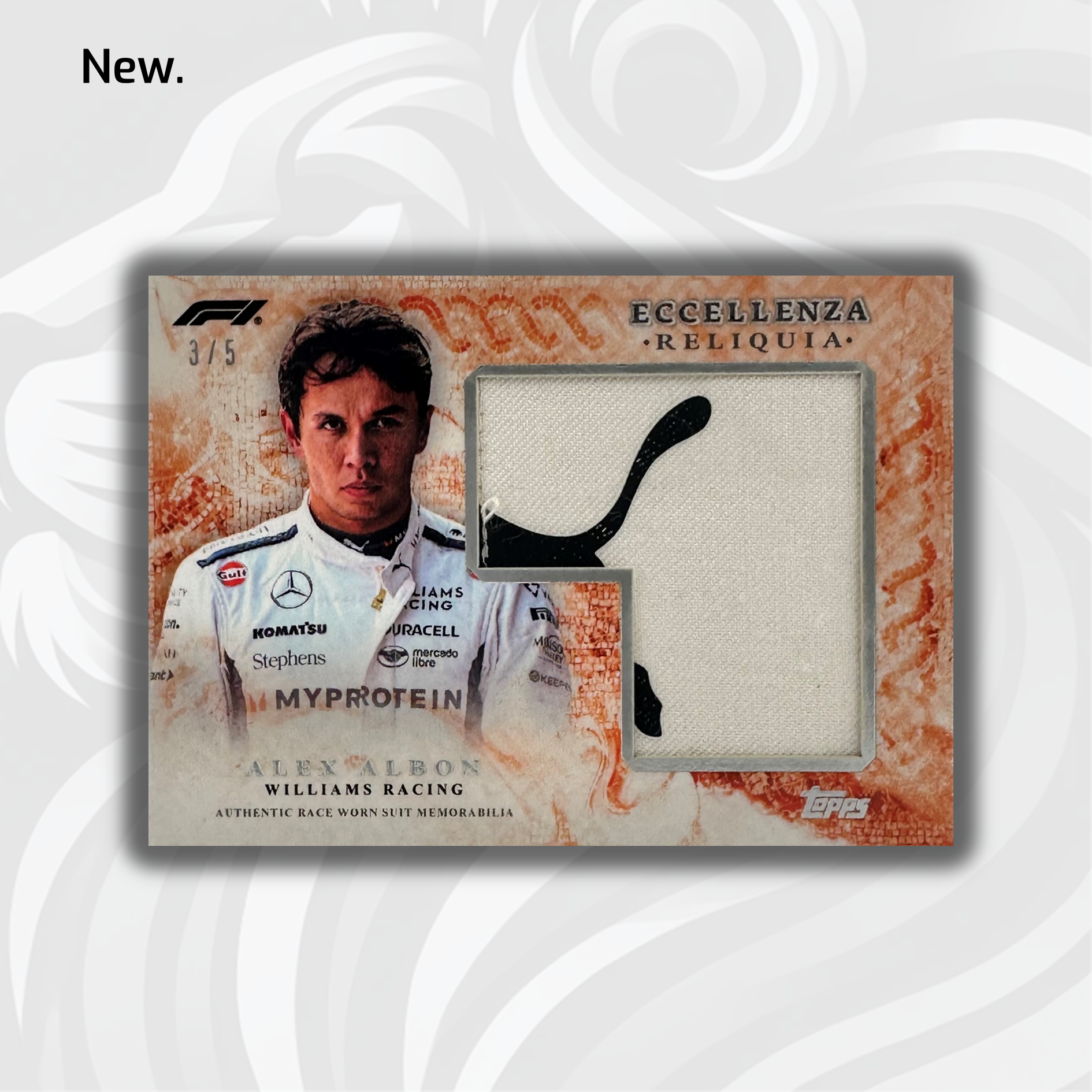 2024 Topps Eccellenza F1 Alex Albon Reliqua Orange Racing Card - Perfect for F1 Collectors, Trading, and Display